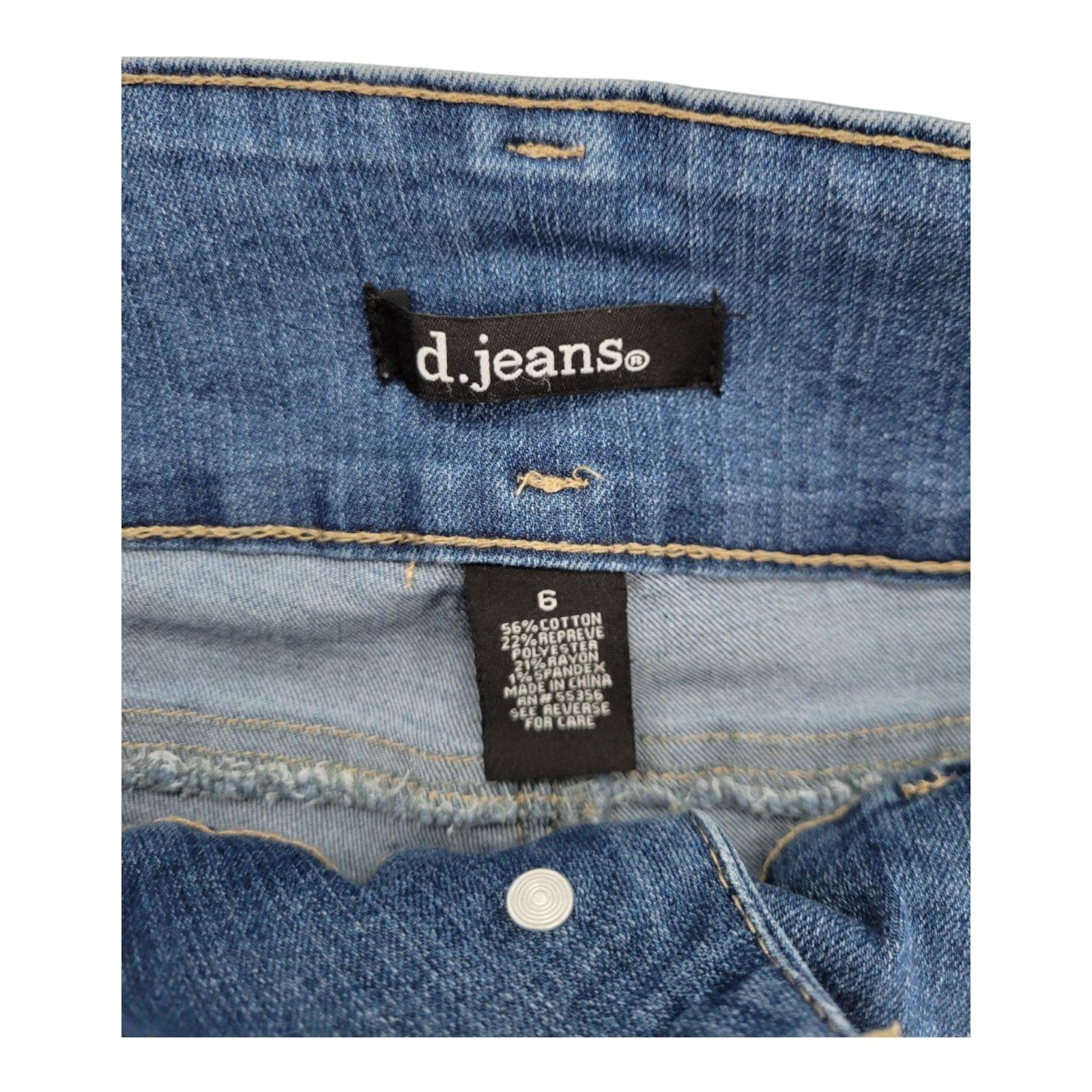 D. Jeans Women's Skinny Jeans Size 6 Blue Stretch High Rise 3-Button