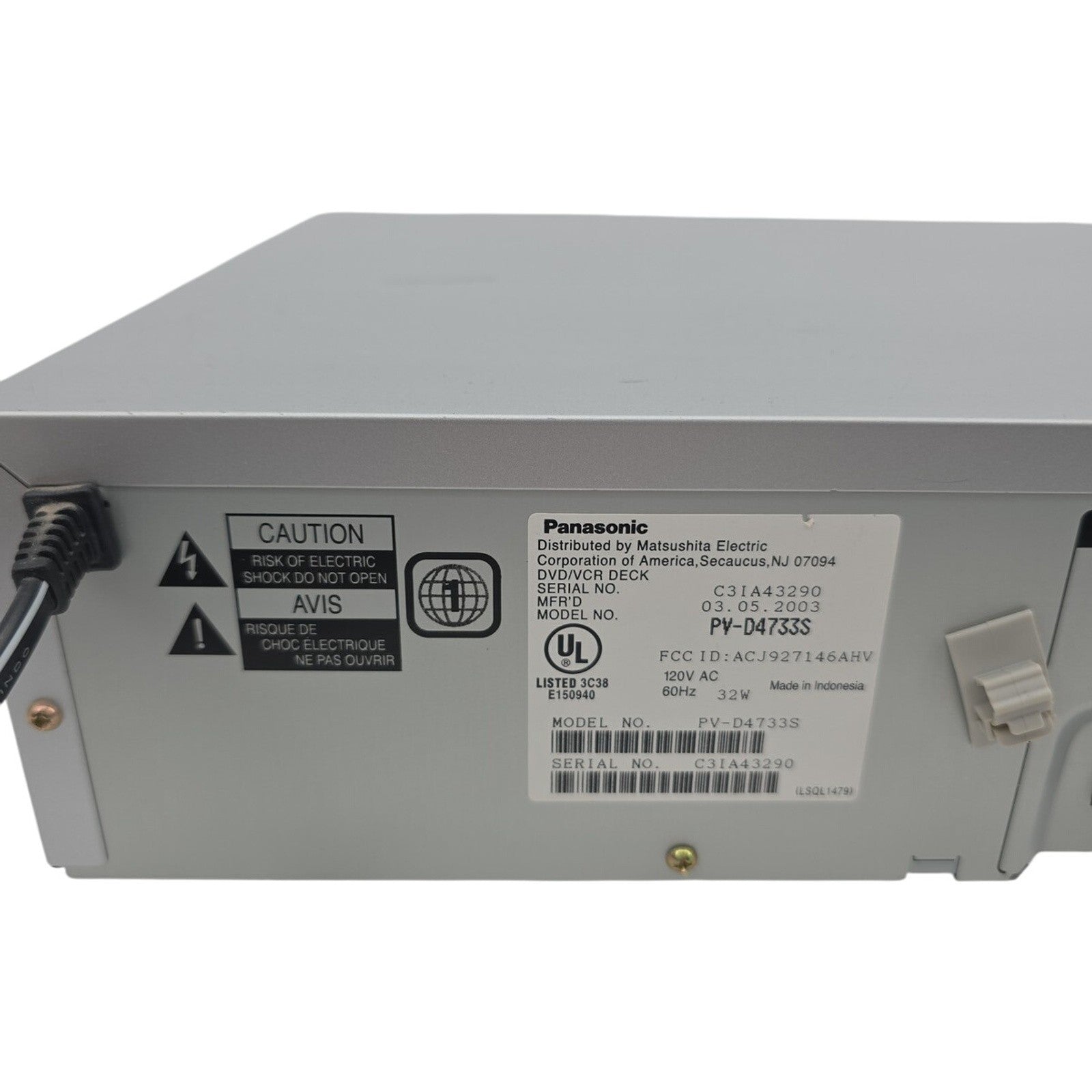 Panasonic PV-D4733S DVD VCR Combo Player Deck 4-Head Hi-Fi Stereo Omnivision