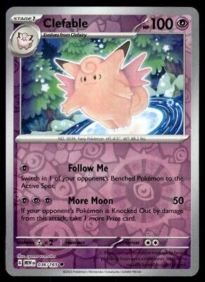 Pokemon 2023 Scarlet & Violet 151 Clefable Reverse Holo Uncommon #36 Near Mint