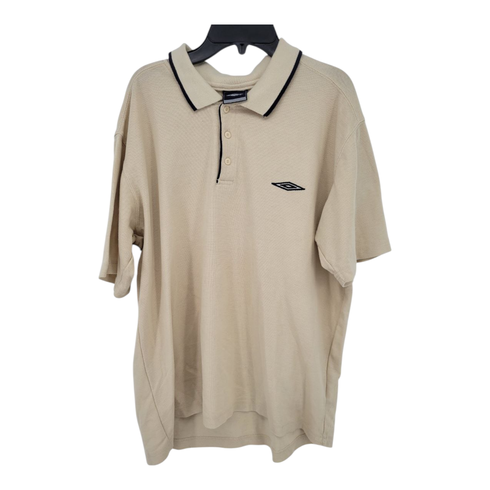 Umbro Beige Polo Shirt Short Sleeve Embroidered Logo Mens Size L