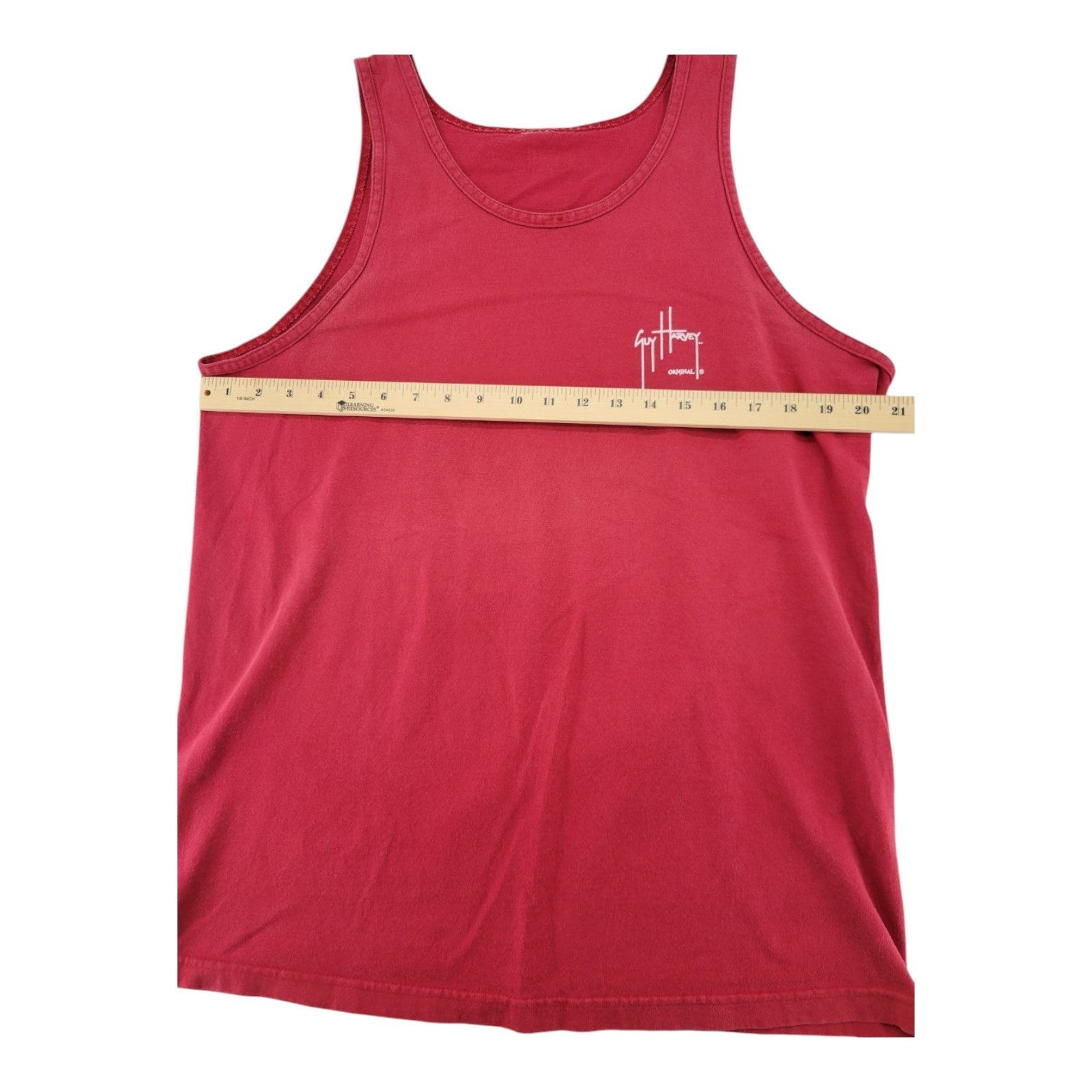 Guy Harvey Red Tank Top Size L Pirate Skull Sharks Graphic 2008