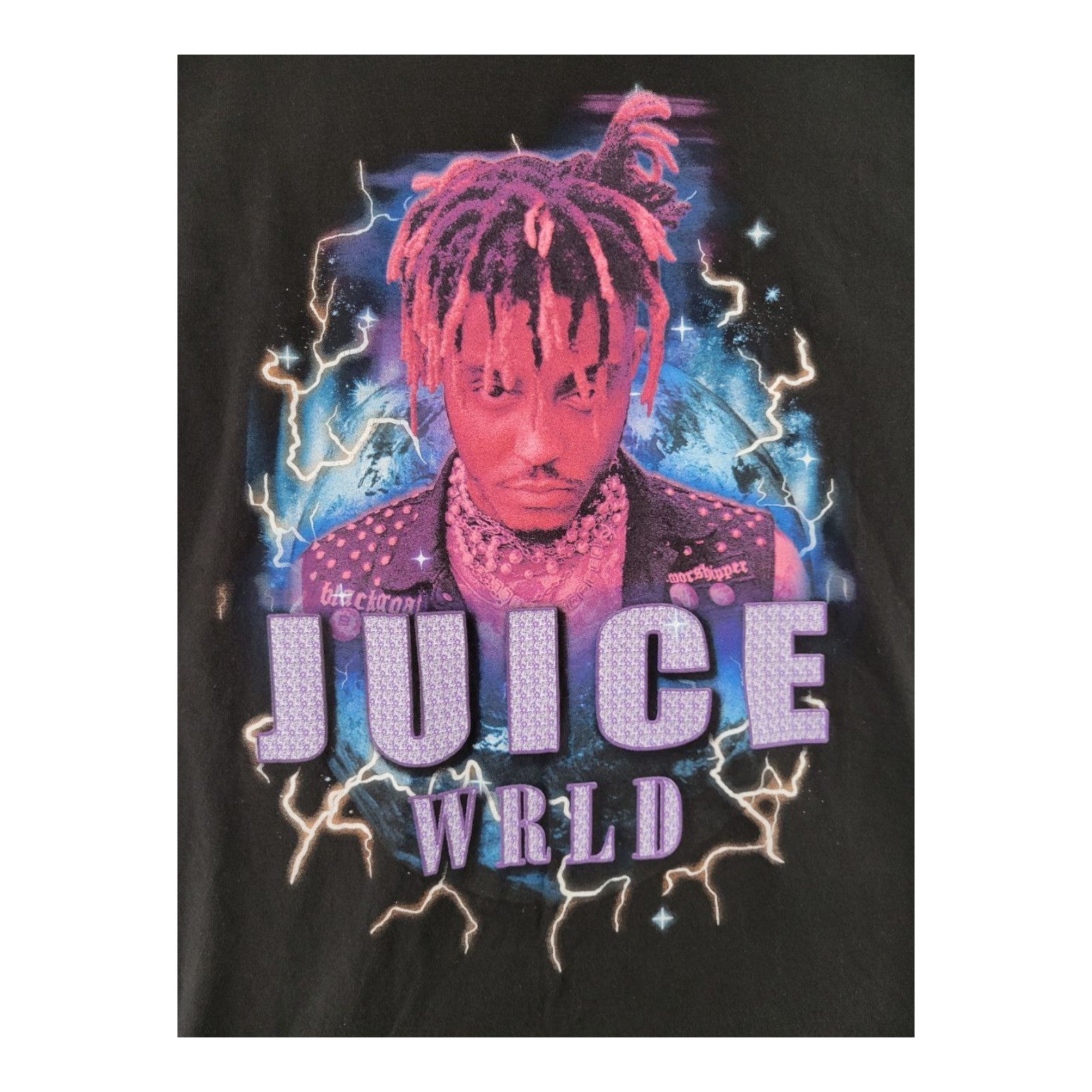 Juice WRLD Graphic T-Shirt Black Size M Lightning Earth Cotton