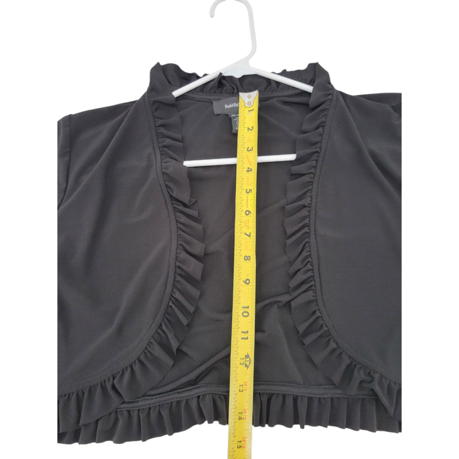 R&M Richards Black Ruffled Bolero Short Sleeve Size 12