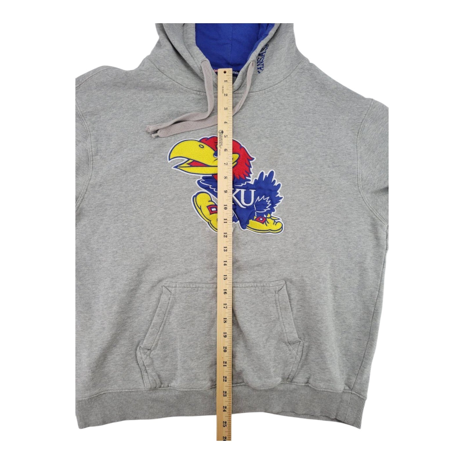 Colosseum Kansas Jayhawks Hoodie Mens Gray Fleece Pullover Sweatshirt Size XL