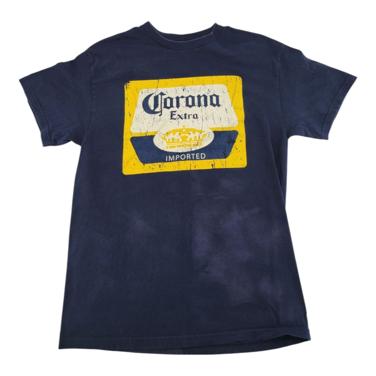 Corona Extra Mens Navy Blue T-Shirt Graphic Beer Logo Distressed Print M