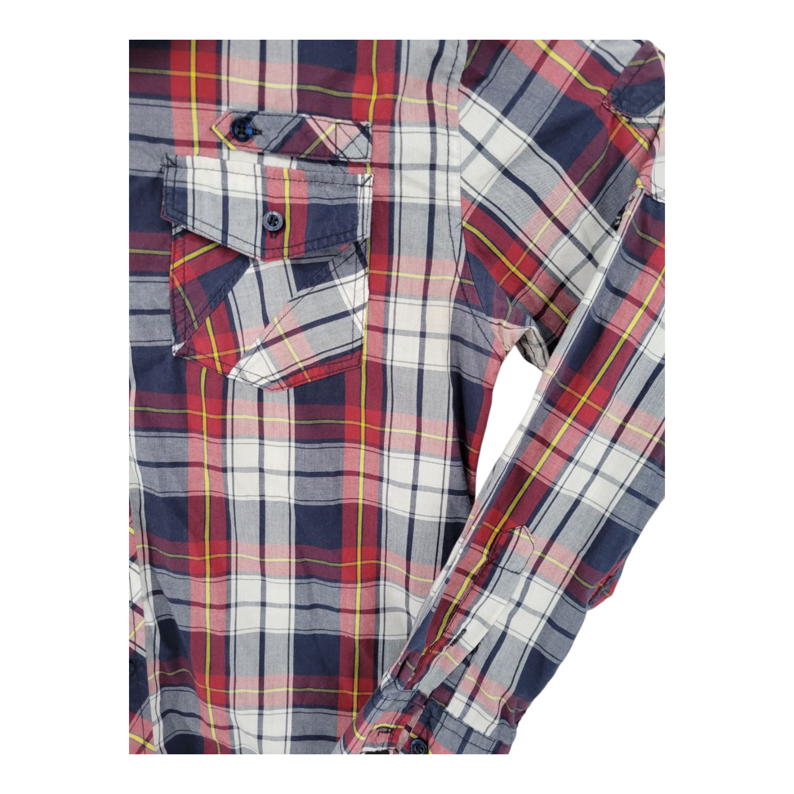 Southpole Mens Long Sleeve Plaid Shirt Red Blue Plaid Button Up Size XL