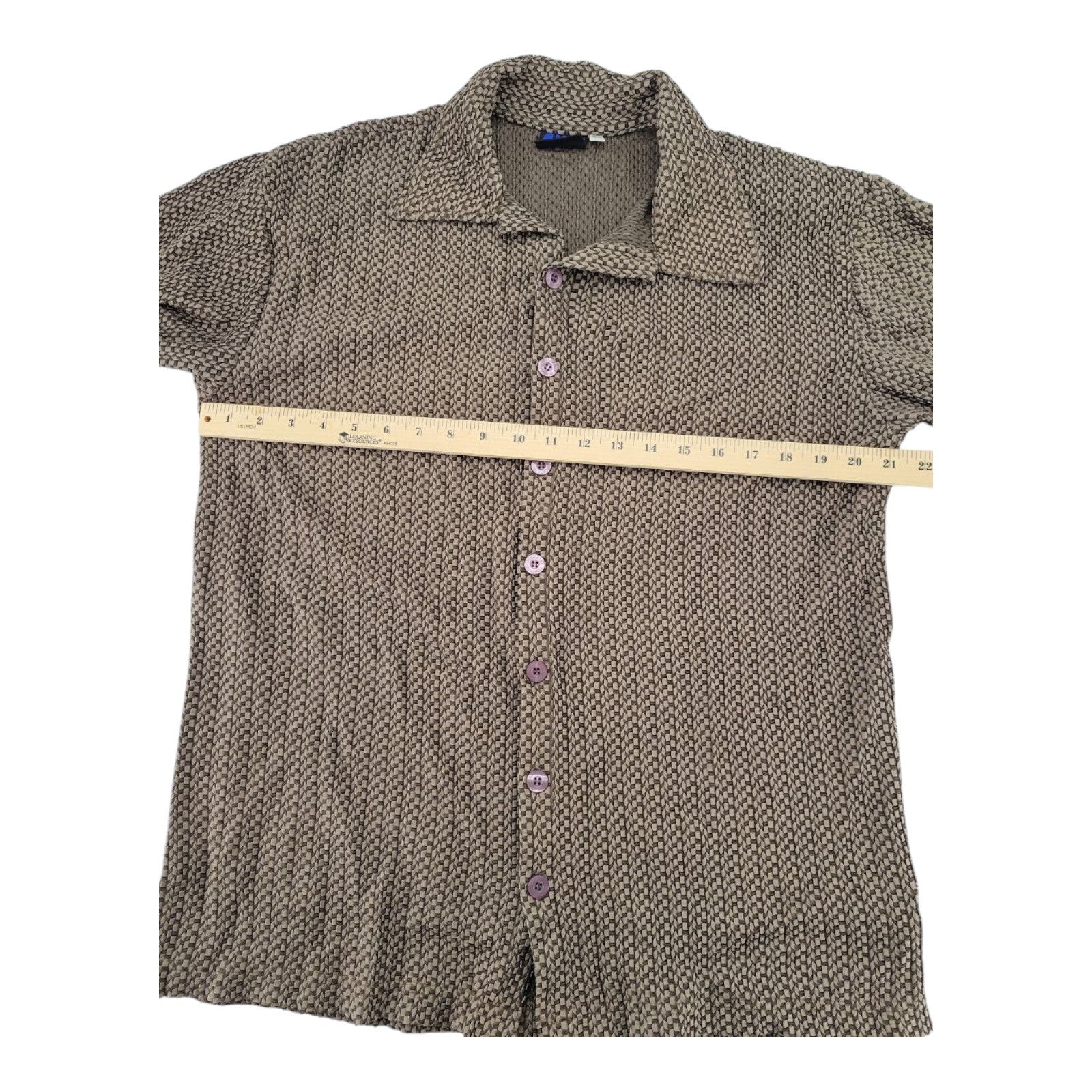 Positano by Charlie Lapson City Collection Brown Retro Textured Button Shirt 2X