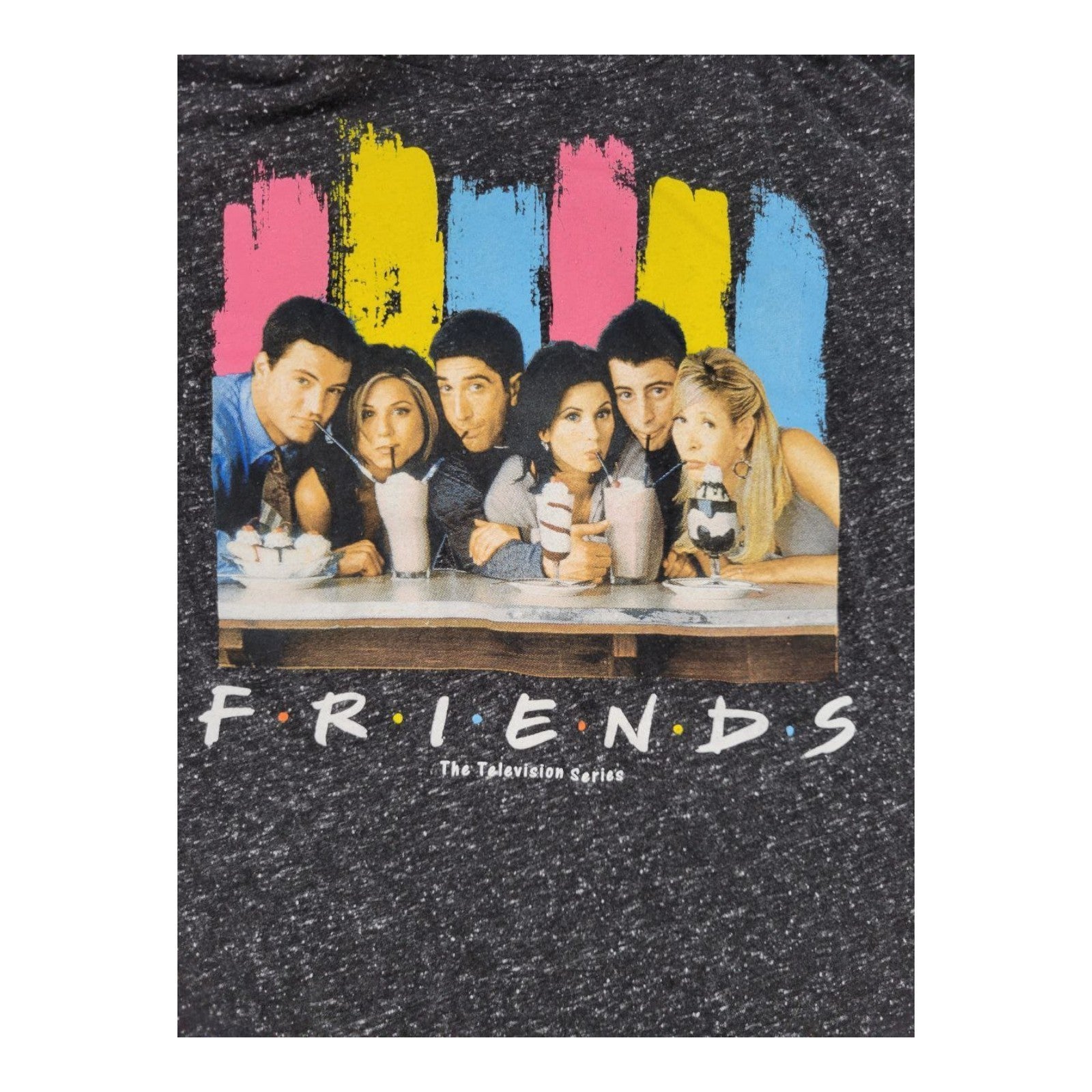 Friends TV Show Graphic T-Shirt Black Speckled Size M Cotton Blend