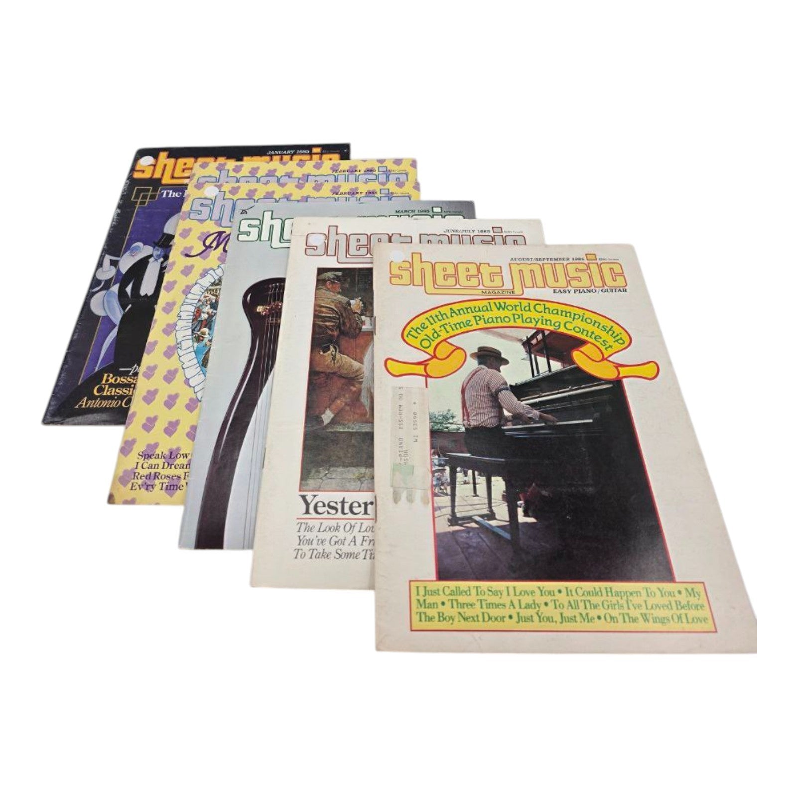 Lot of 6 Sheet Music Magazine Various Issues & Themes Easy Piano Guitar Organ