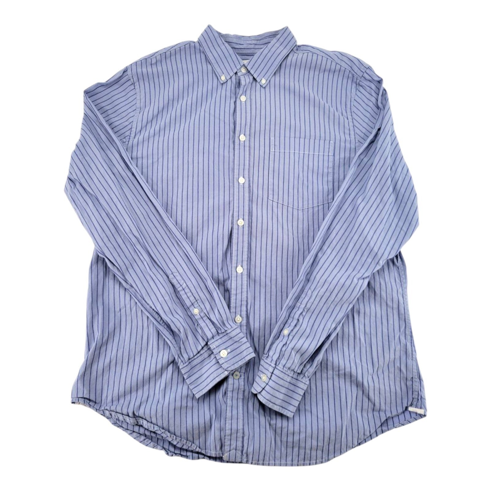 Gap Modern Oxford Blue Striped Shirt Mens Button Up Long Sleeve Size XL
