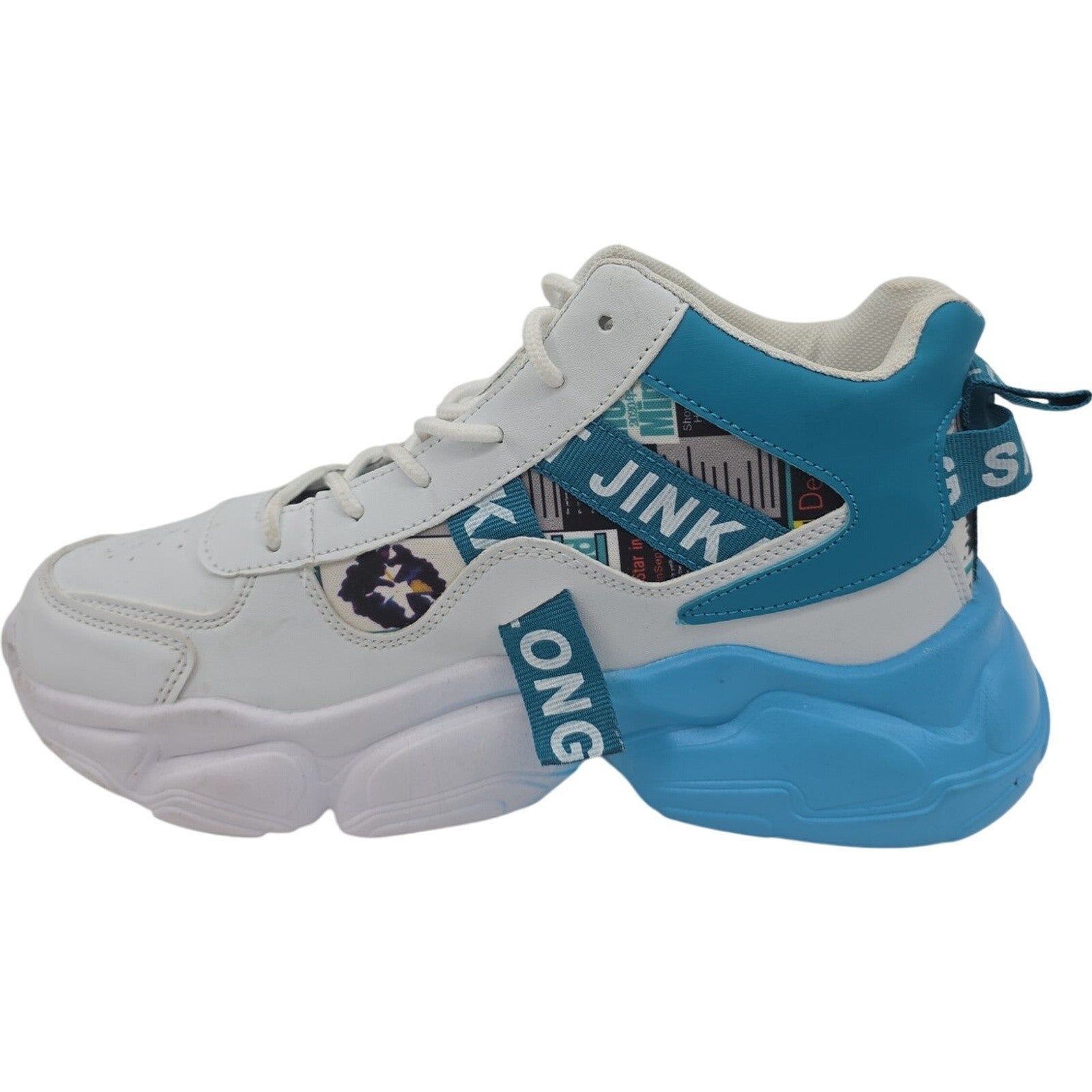 Fashion Casual High Top White Blue High Top Chunky Sneakers Size 39 Sport Shoes