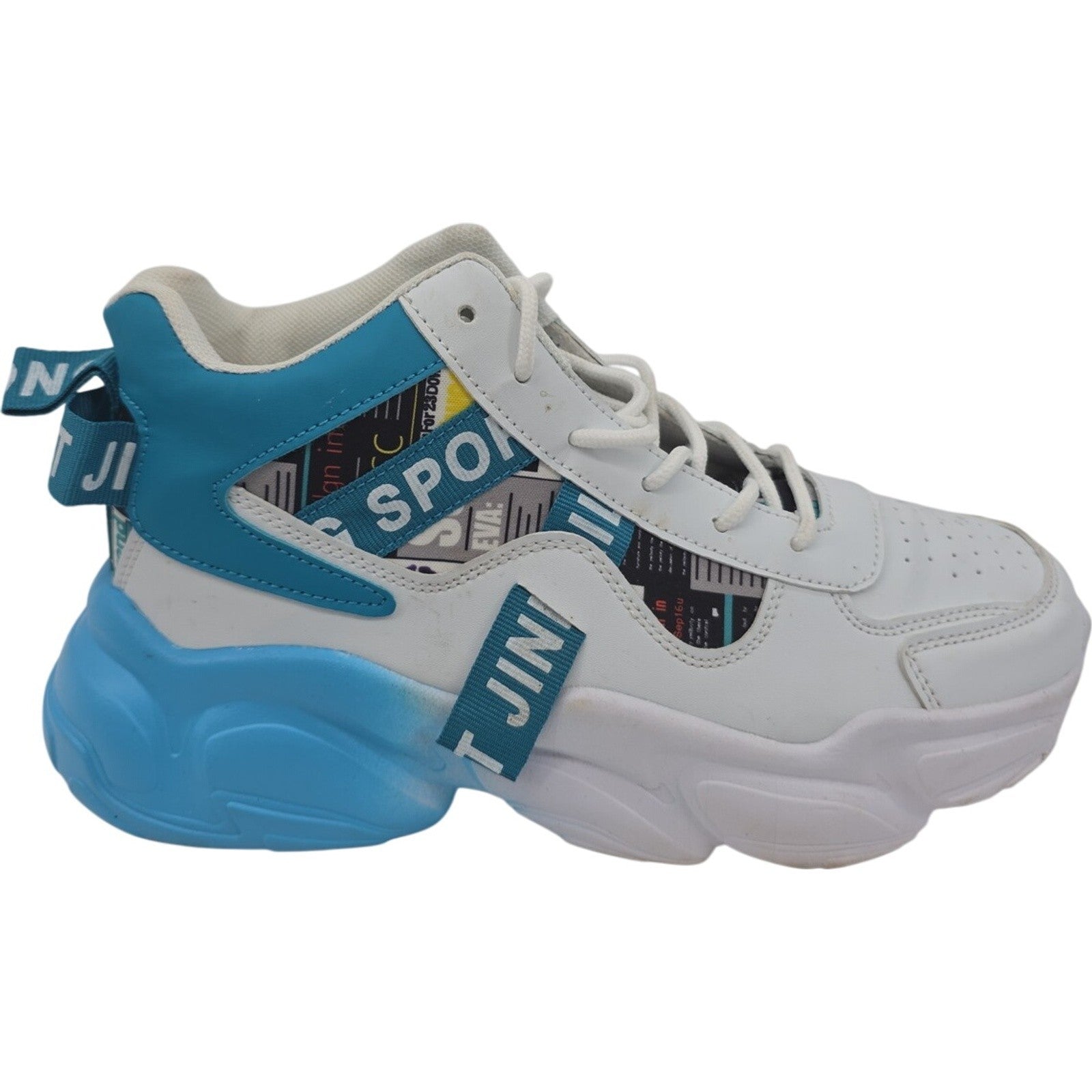 Fashion Casual High Top White Blue High Top Chunky Sneakers Size 39 Sport Shoes