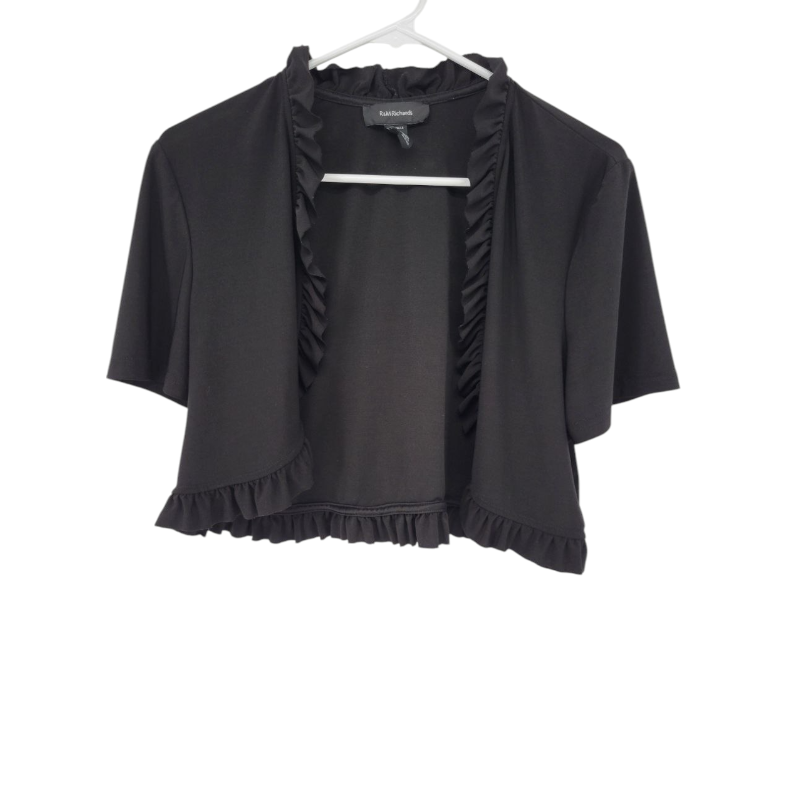 R&M Richards Black Ruffled Bolero Short Sleeve Size 12