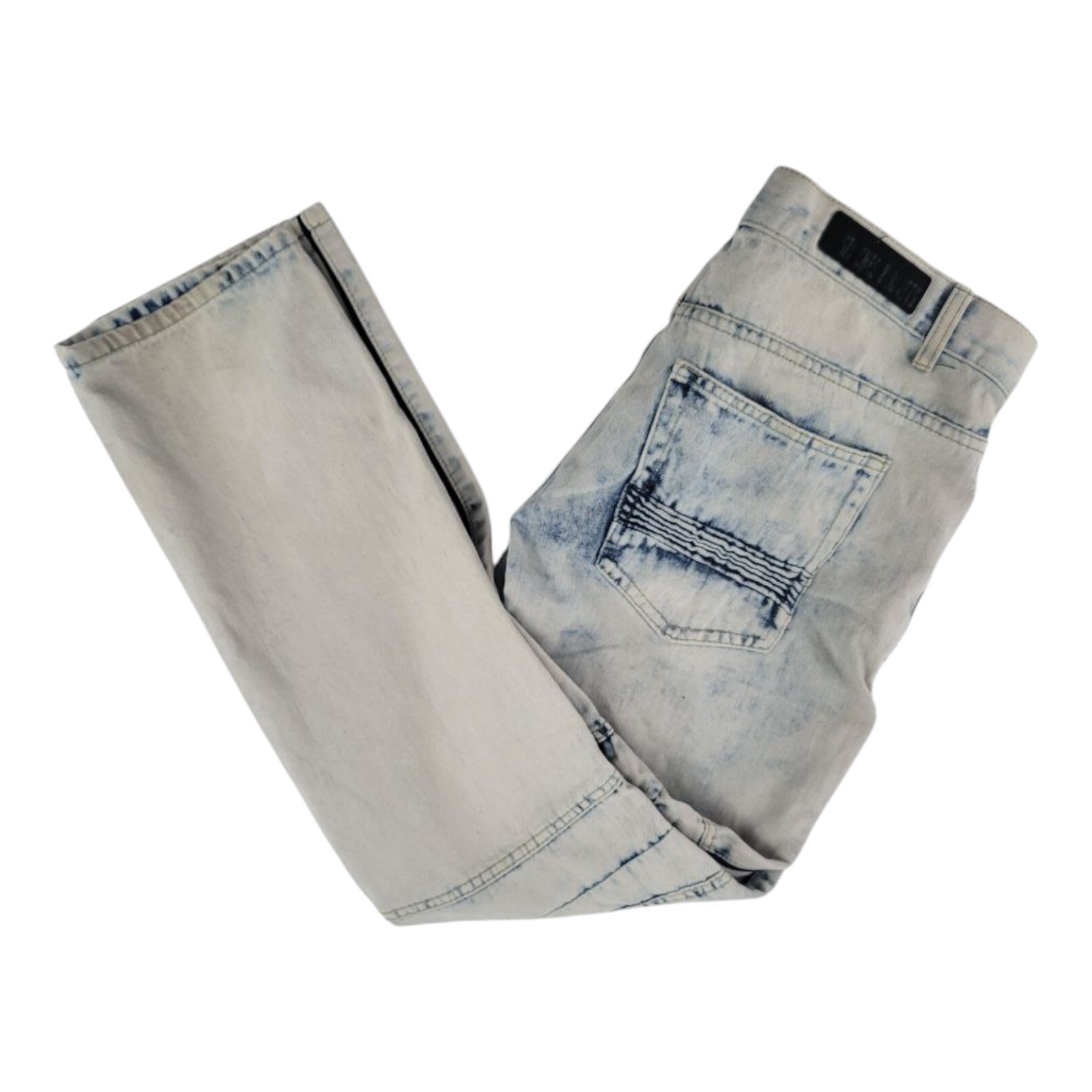 Stitches & Rivets Light Acid Wash Moto Jeans Mens Slim Fit Size 36