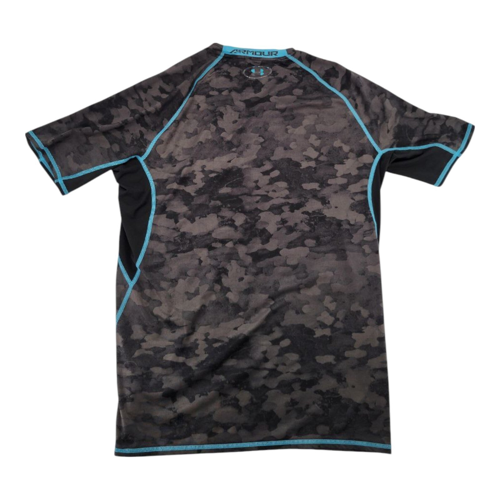 Under Armour Compression Shirt Mens Black Blue Logo Camo Short Sleeve Size 2XL