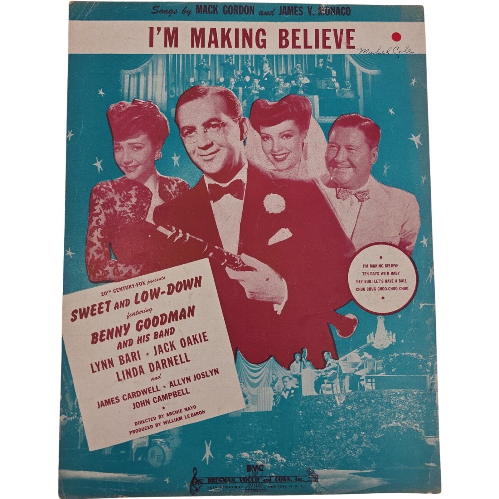 I’m Making Believe 1944 Sheet Music from Sweet and Low-Down feat Benny Goodman