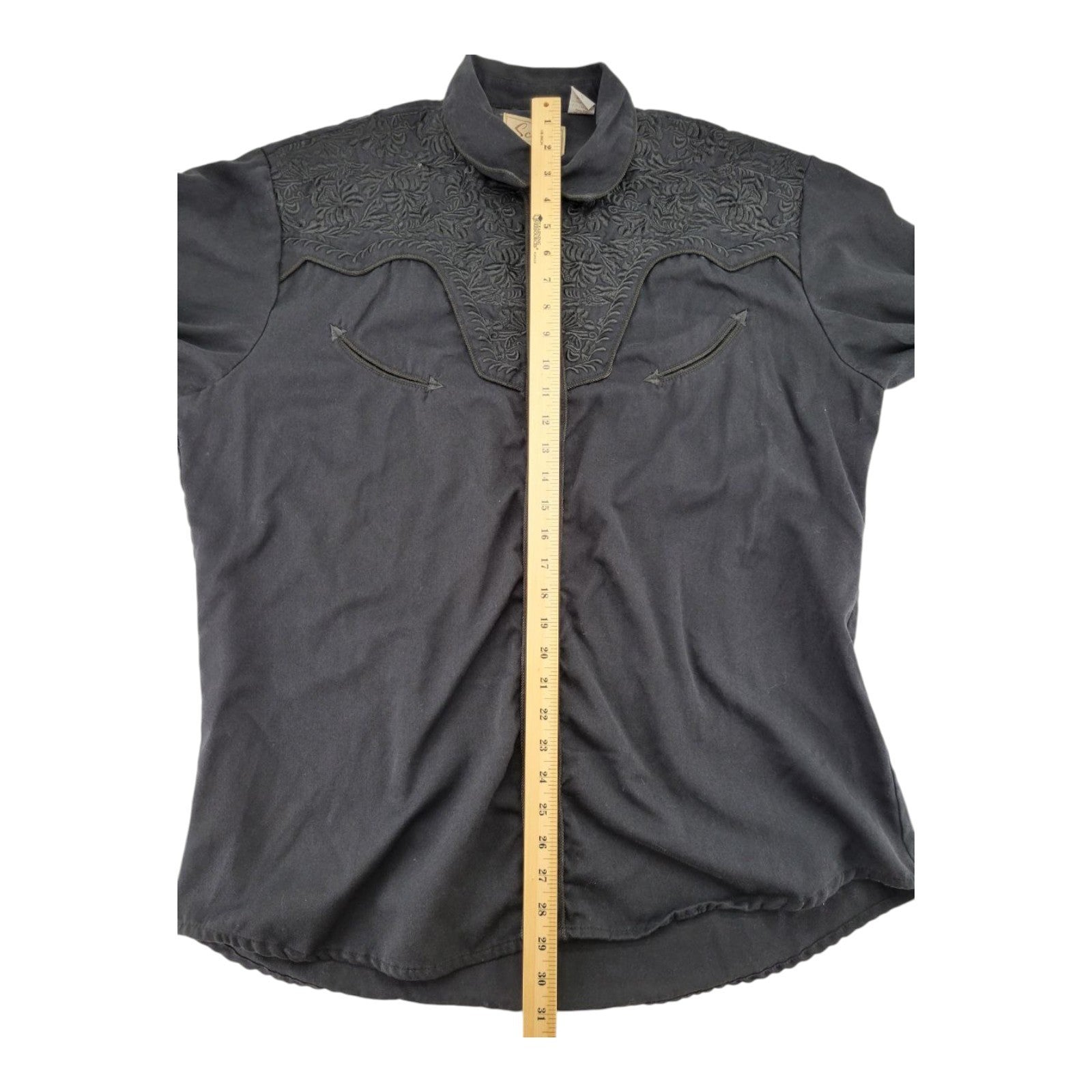 Scully Men's Western Shirt Black XL Embroidered Pearl Snaps Long Sleeve