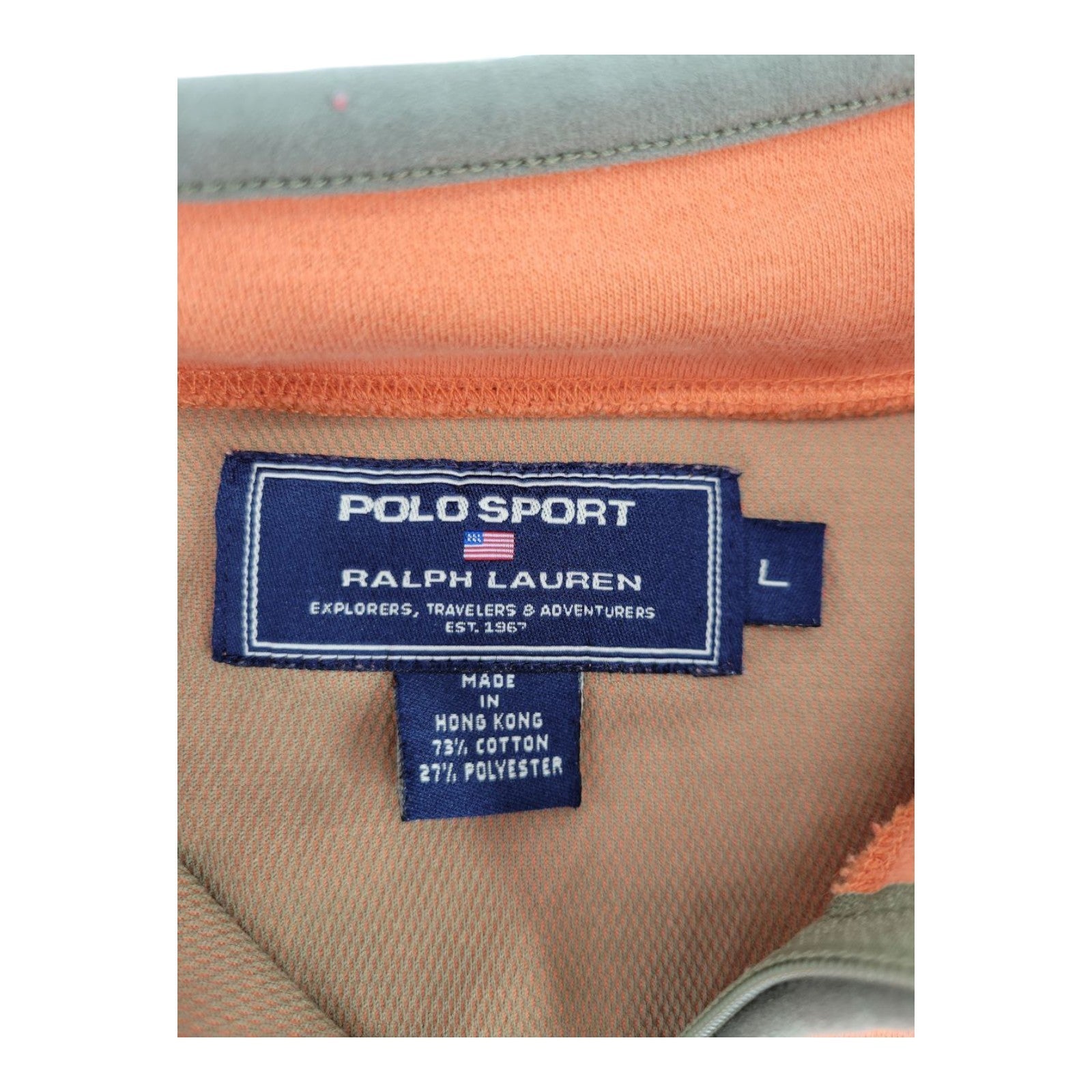 Polo Sport Ralph Lauren Mens Orange Quarter Zip Mock Neck Pullover Shirt Size L