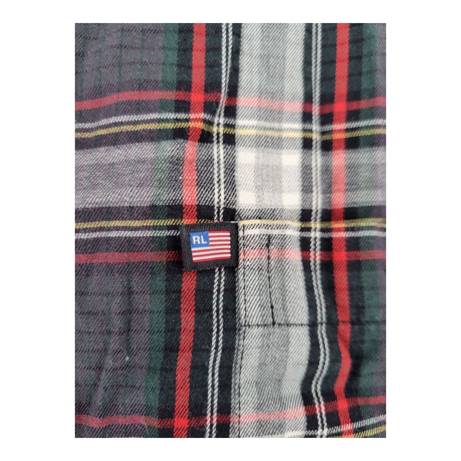 Polo Jeans Co Ralph Lauren Gray Red Plaid Button Down Long Sleeve Shirt Men XL