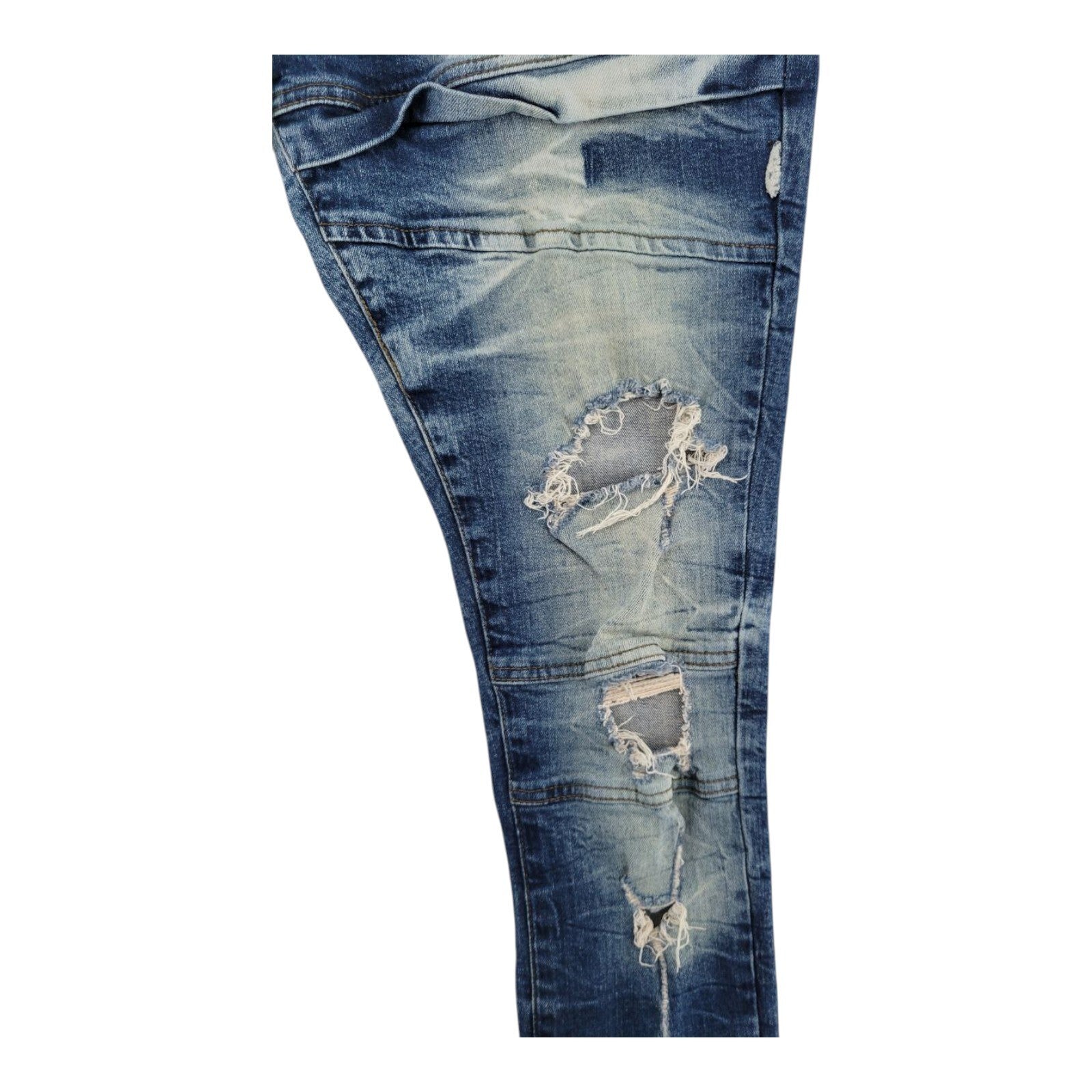 Legendary Status Mens Distressed Moto Blue Stretch Denim Jeans 38x29