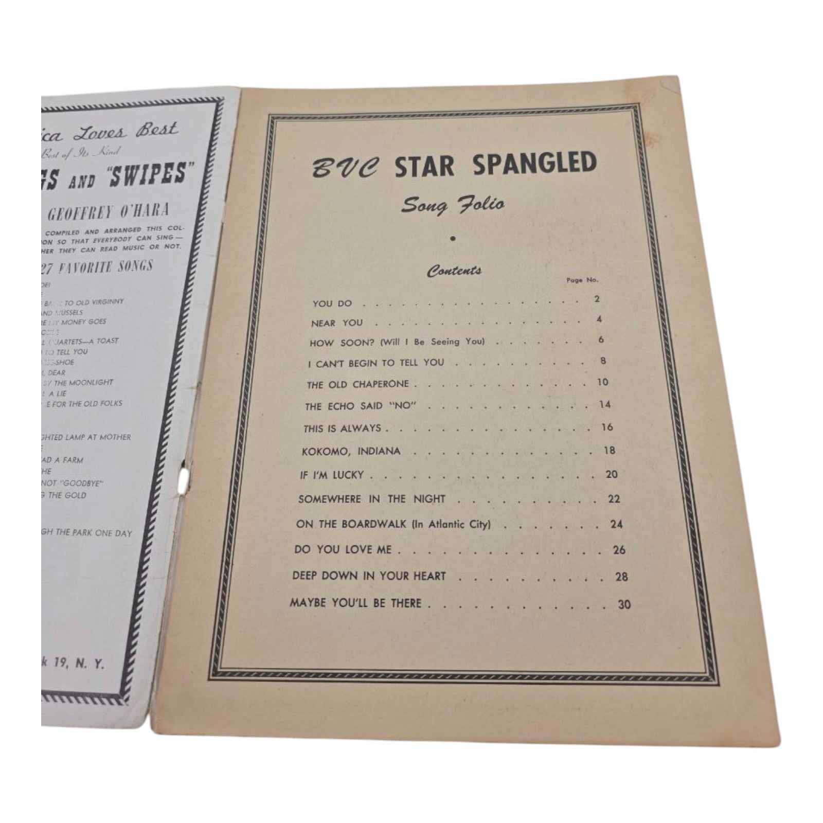 The New BVC Star Spangled Song Folio Number 8 Sheet Music BVC