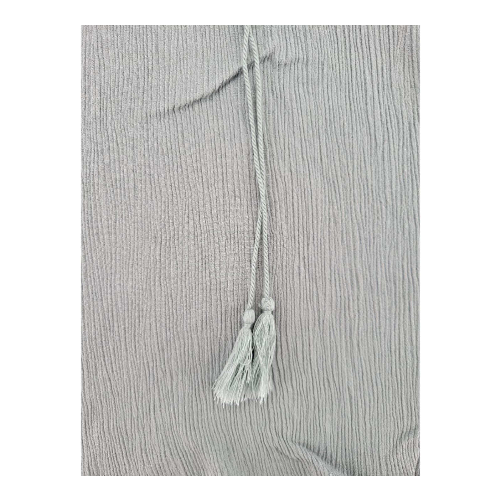 Aeropostale Womens Sage Green Embroidered Boho Tassel Peasant Top Crinkle XL