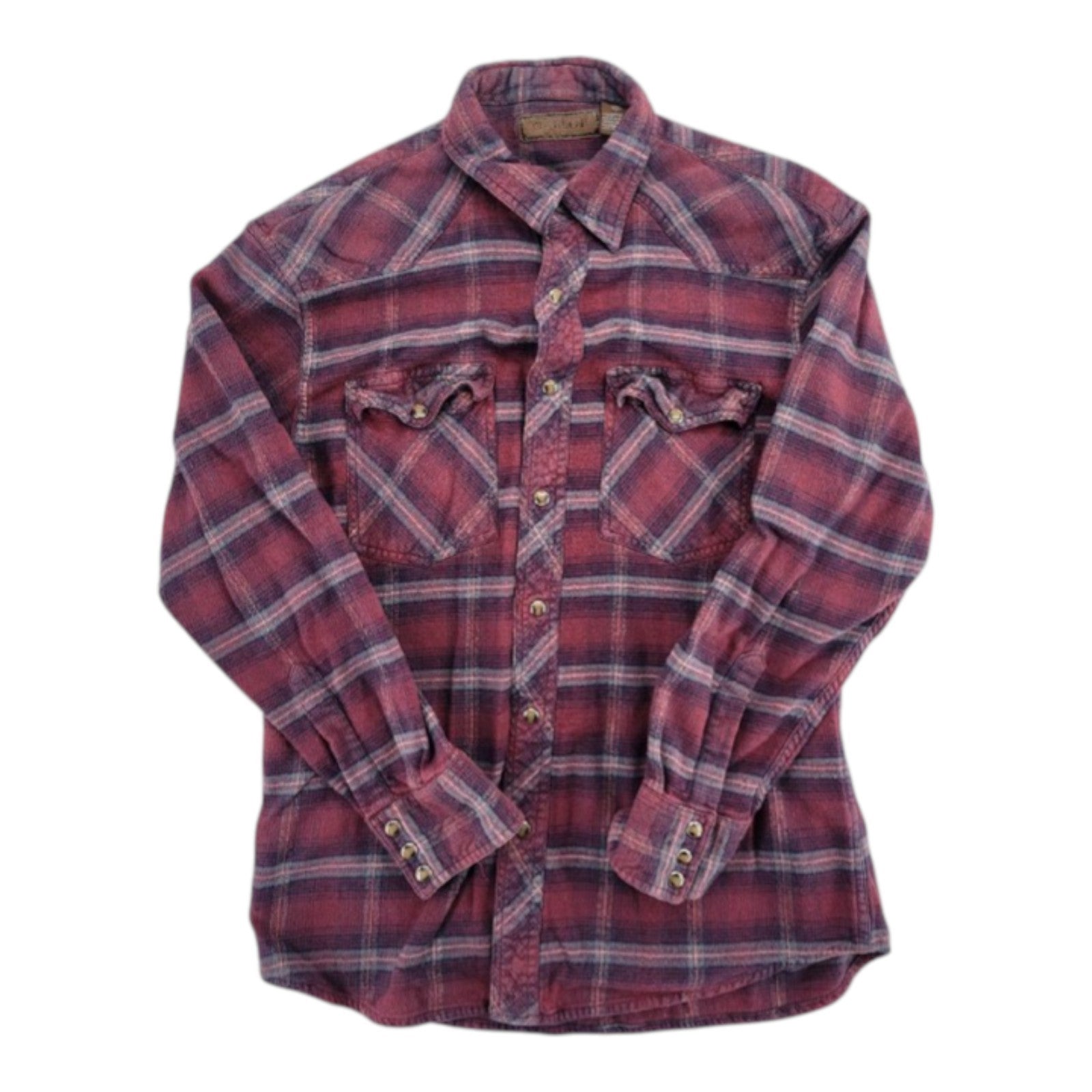 Gallop Men's Red Plaid Western Pearl Snap Flannel Shirt Size M
