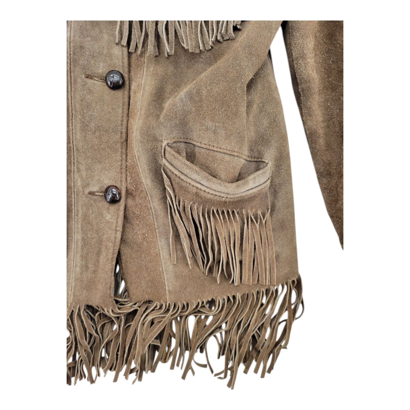 Ralph Edwards Brown Suede Fringe Jacket Western Vintage Style Size S