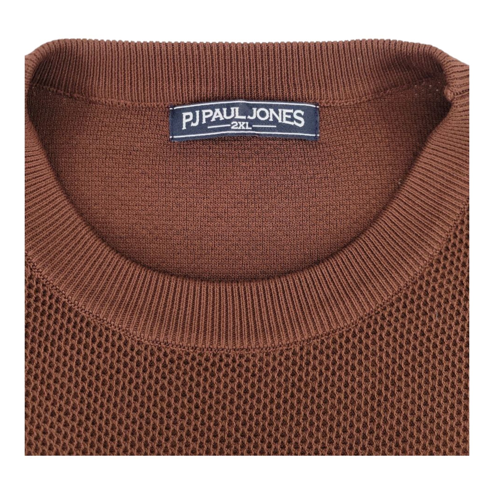 PJ Paul Jones Brown Short Sleeve Textured Knit Sweater Mens 2XL