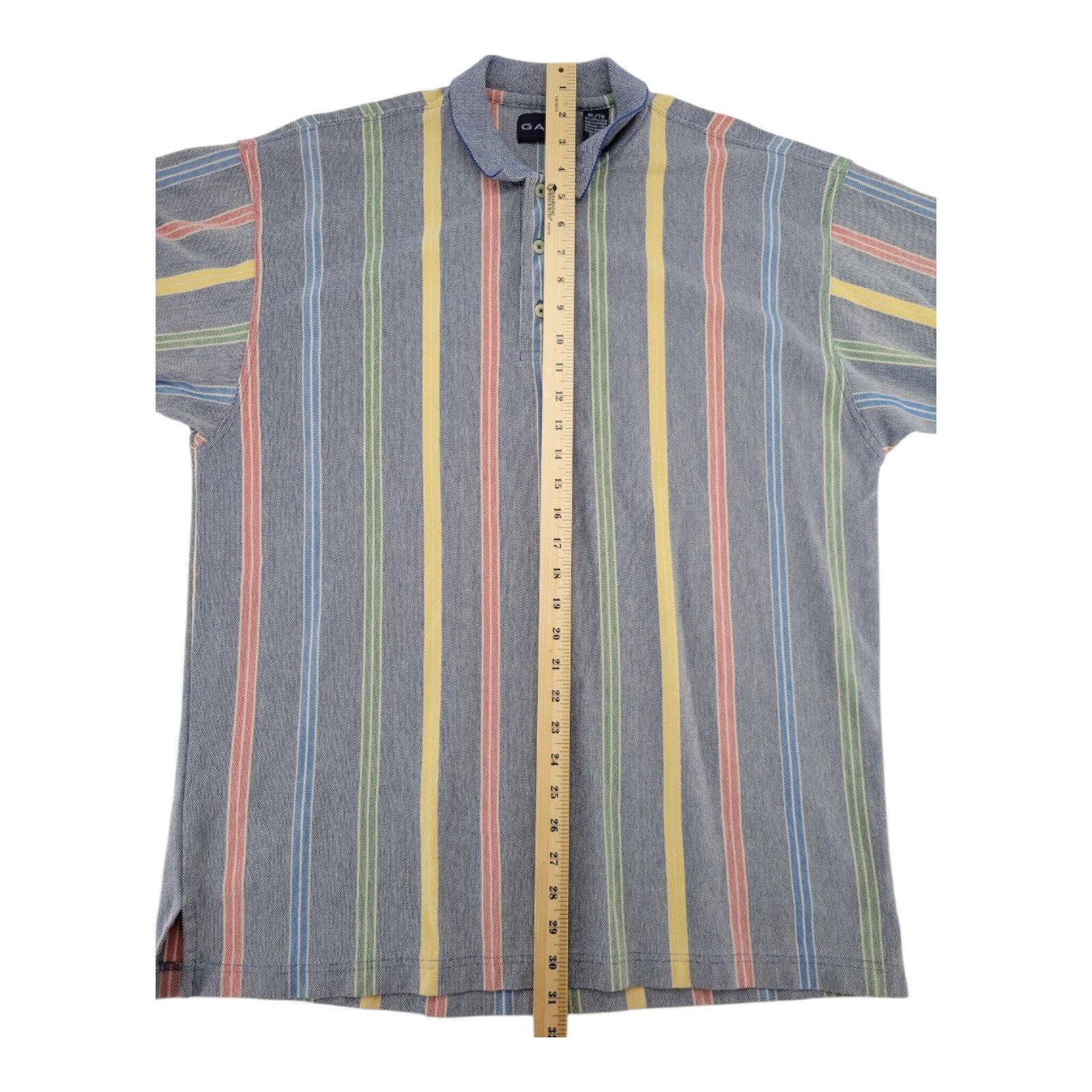 GANT Polo Shirt Mens Multicolor Vertical Stripe 100% Cotton Size XL