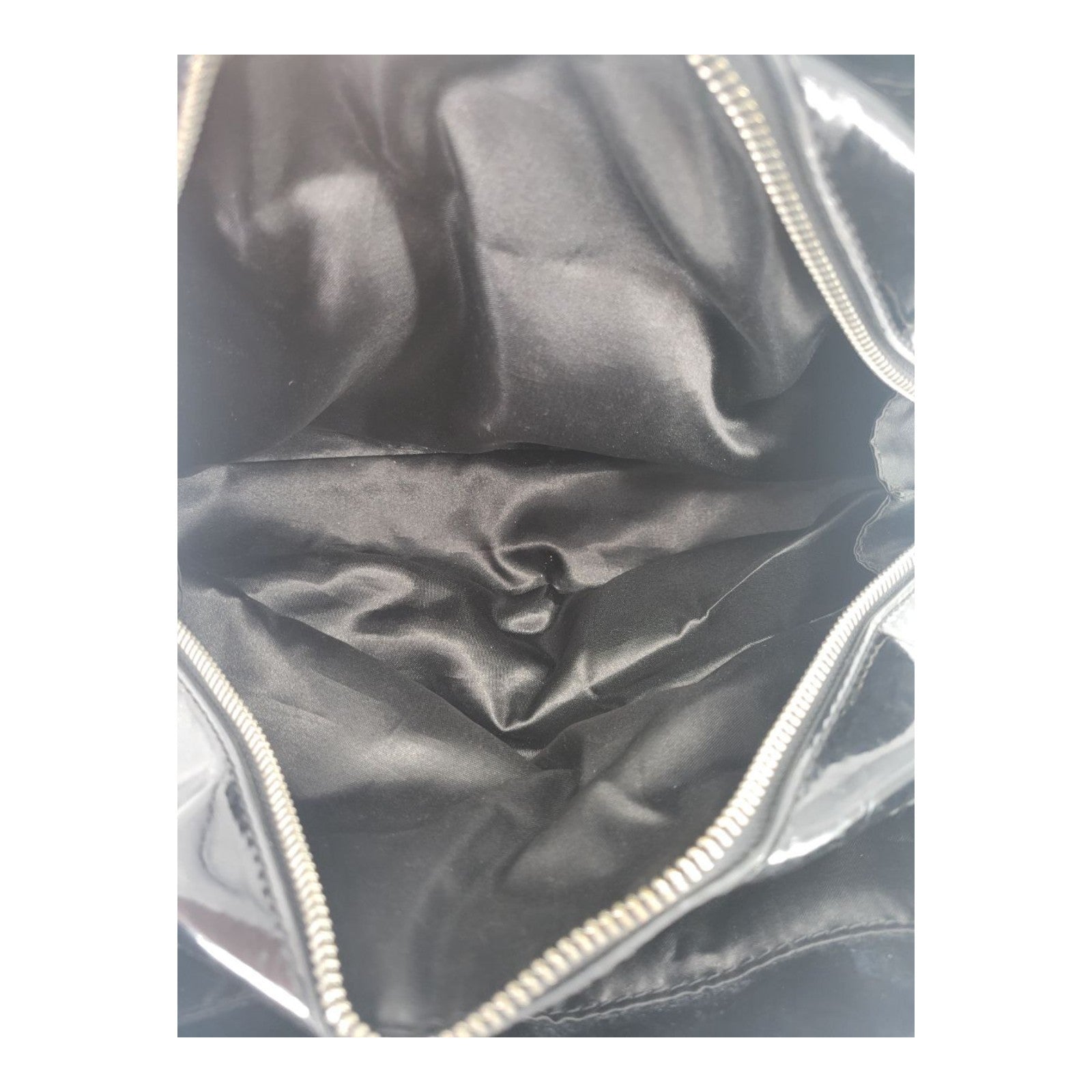 DKNY Black Patent Leather Logo Satchel Shoulder Bag Handbag Purse