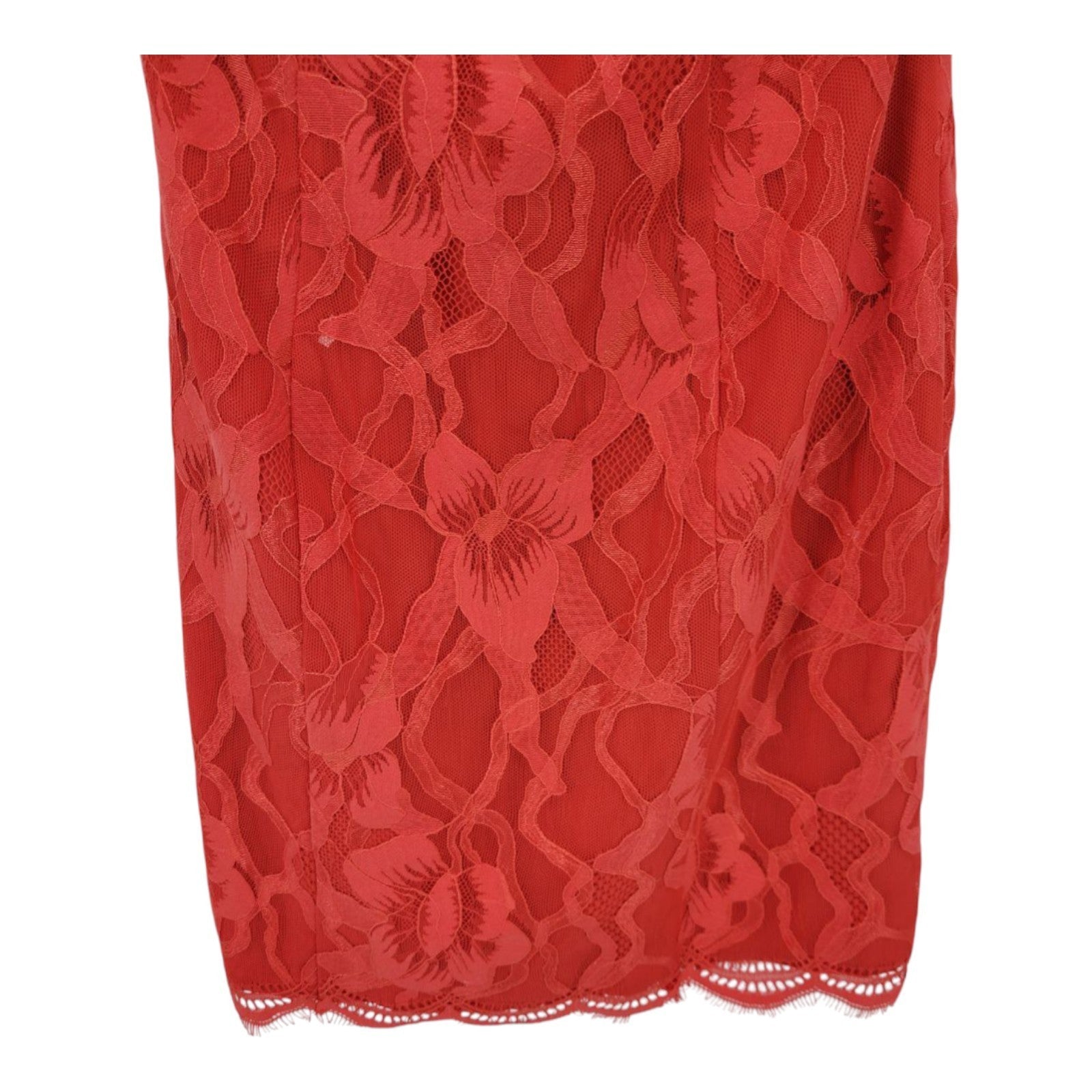 GUESS Women's Francine Off Shoulder Dress Red Lace Ruffle Hem Size 2