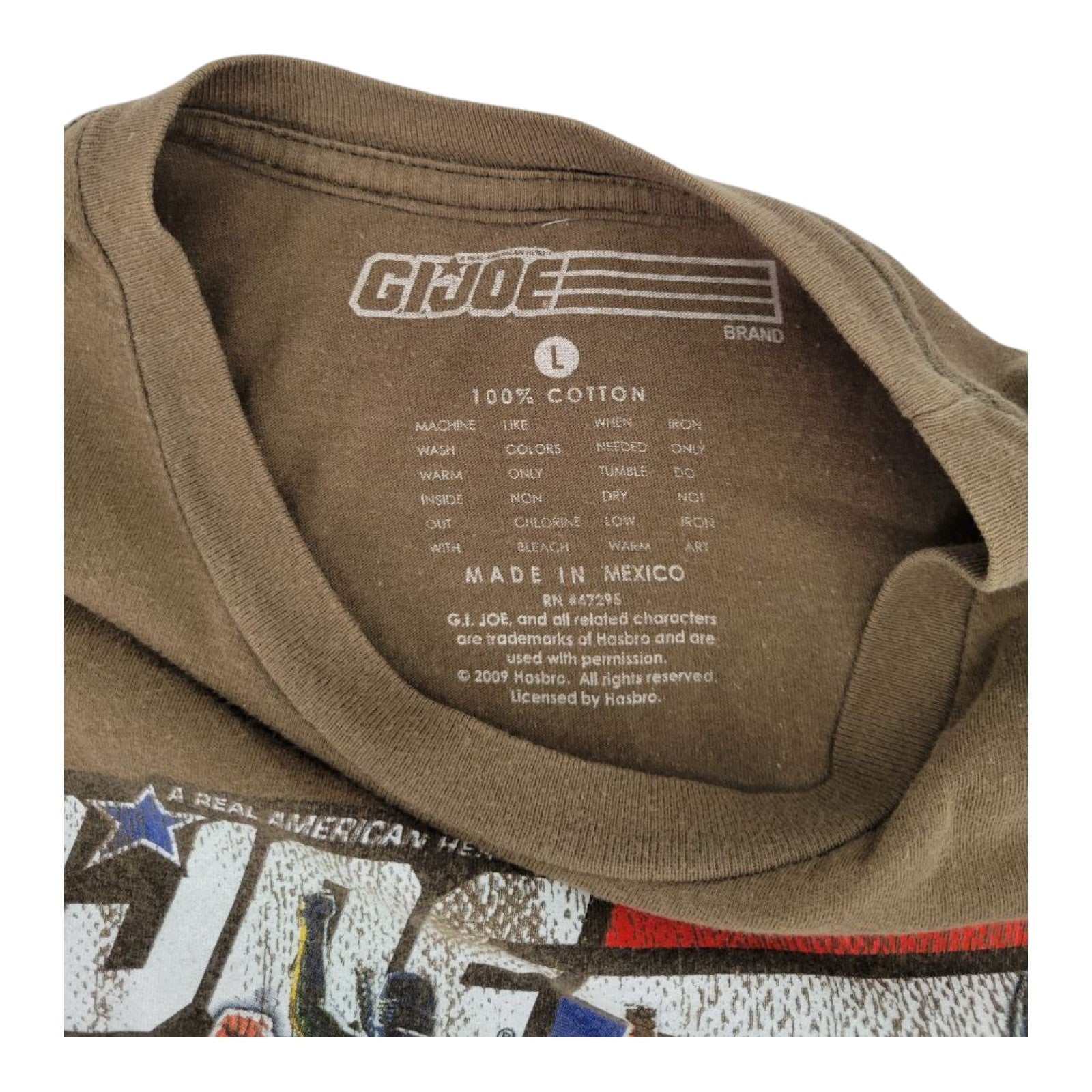 GI Joe 2009 A Real American Hero T-Shirt Support Troops Brown Hasbro L