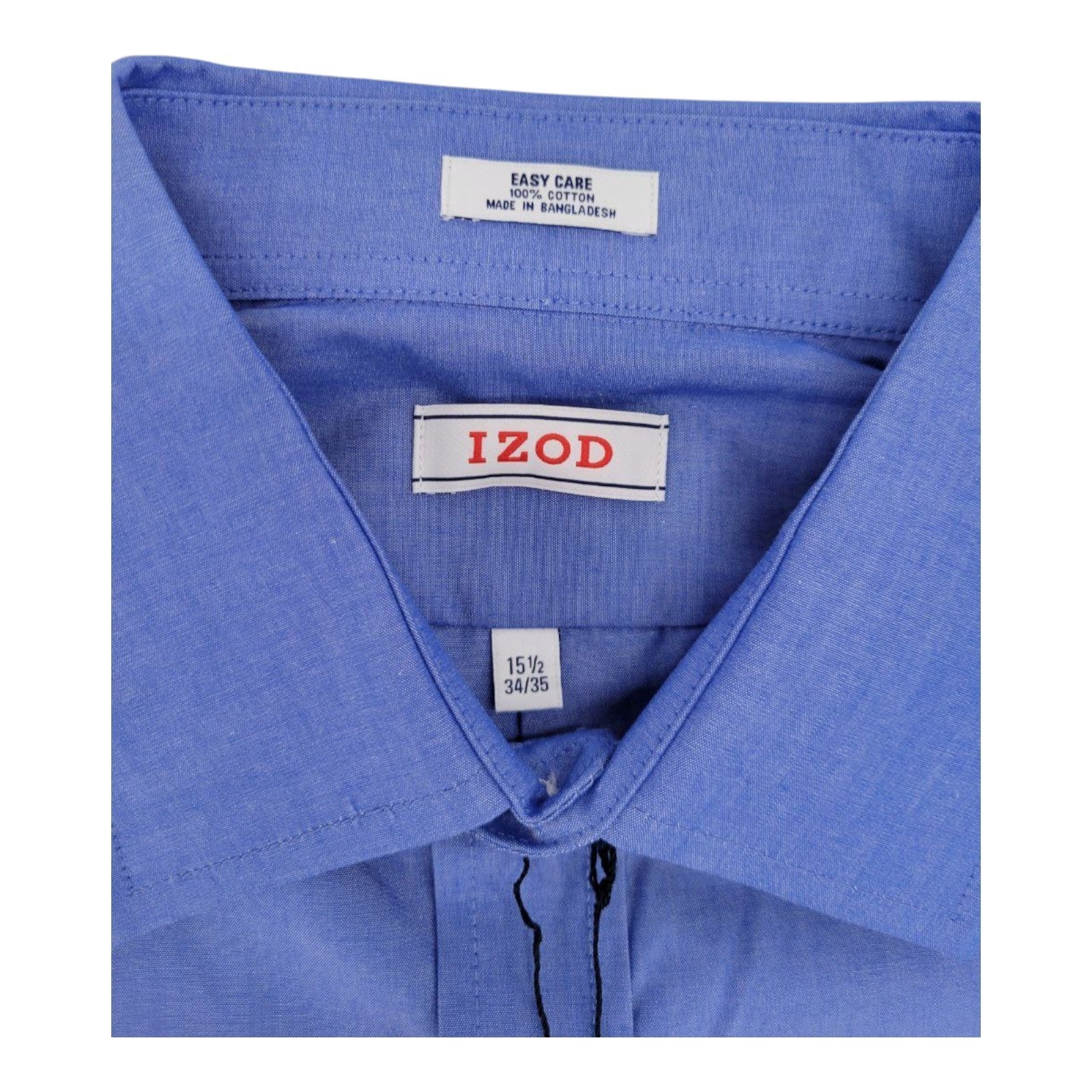 IZOD Men's Royal Blue Button Shirt 15.5 34/35 Long Sleeve Cotton Easy Care