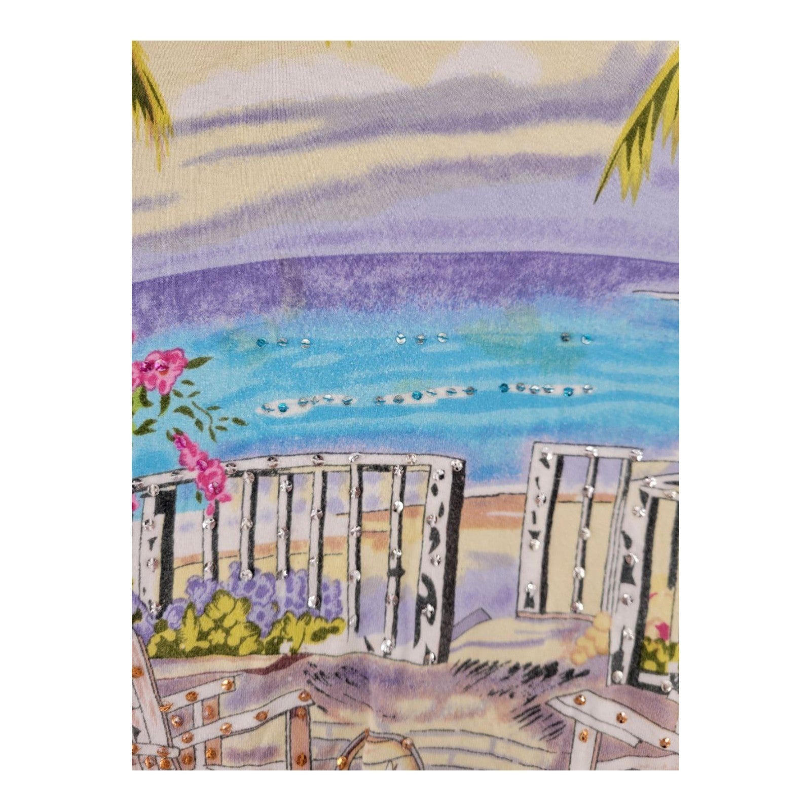 Take Two Clothing Co Beach Scene Embellished Crop Top PL Petite Large