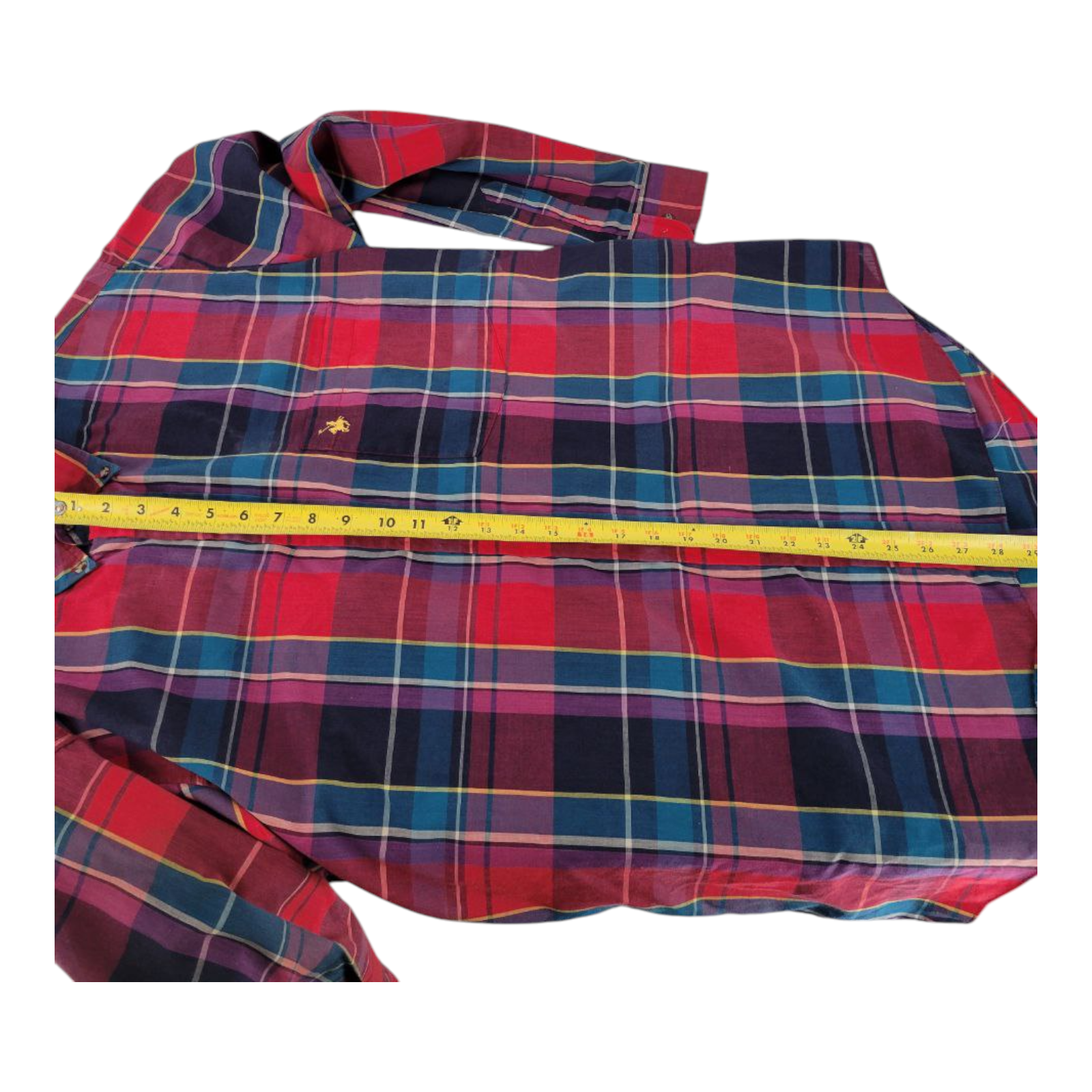 Knights of Round Table Red Plaid Button Down Long Sleeve Shirt Size LT