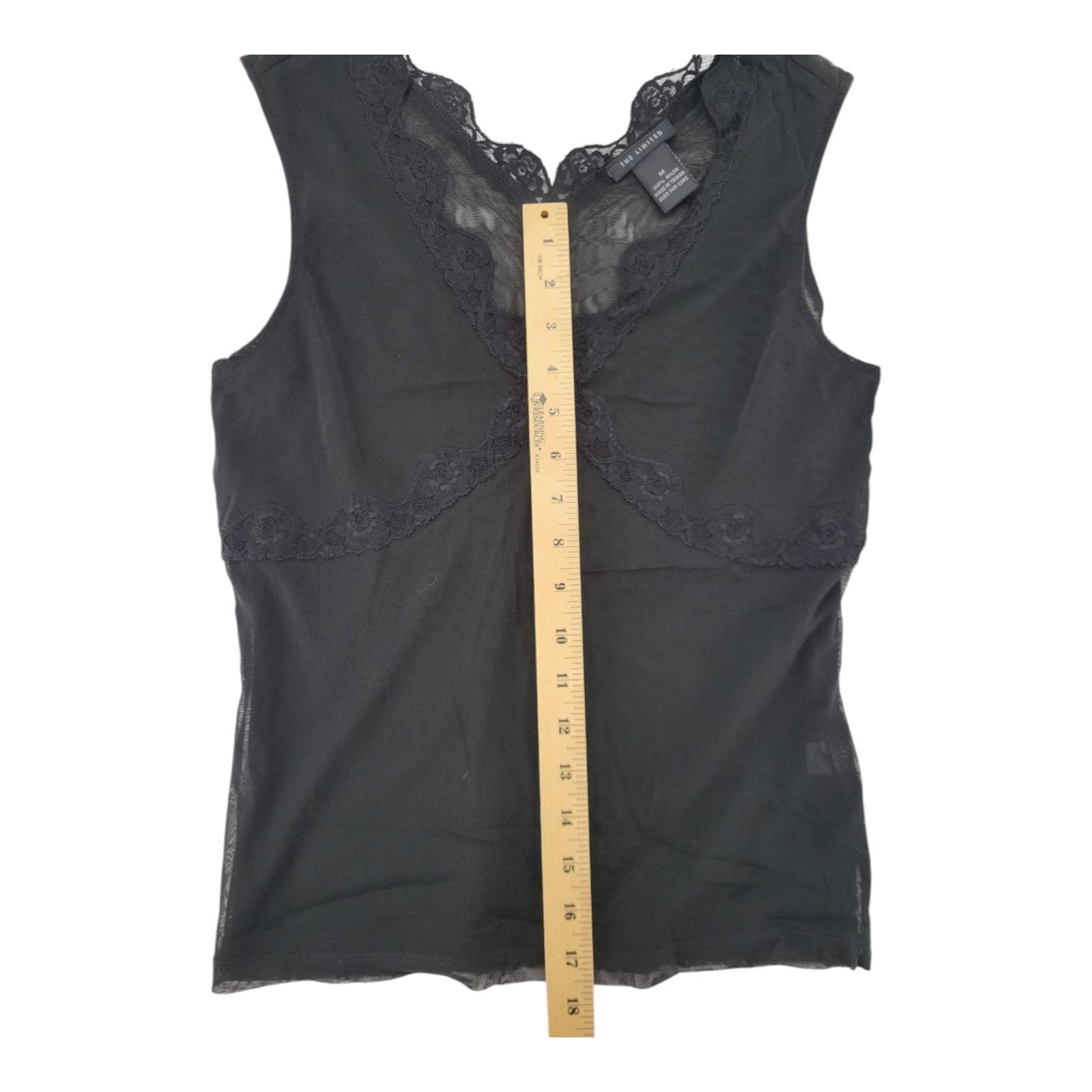 The Limited Women's Black Lace Mesh Sheer V-Neck Sleeveless Top Size M
