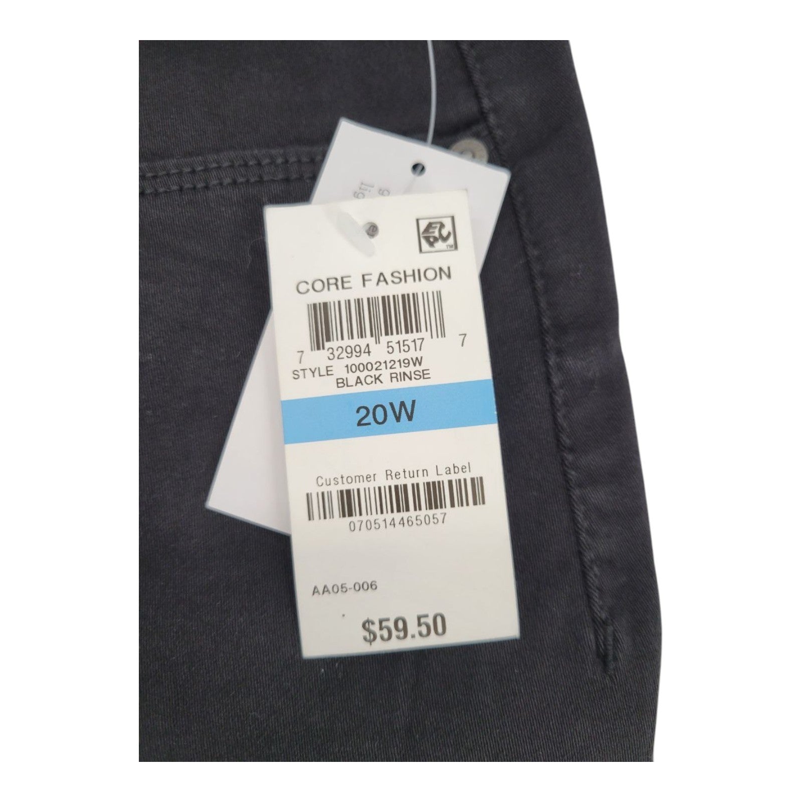 Style & Co Plus High Rise Jeggings 20W Black Ankle Seamless Pants