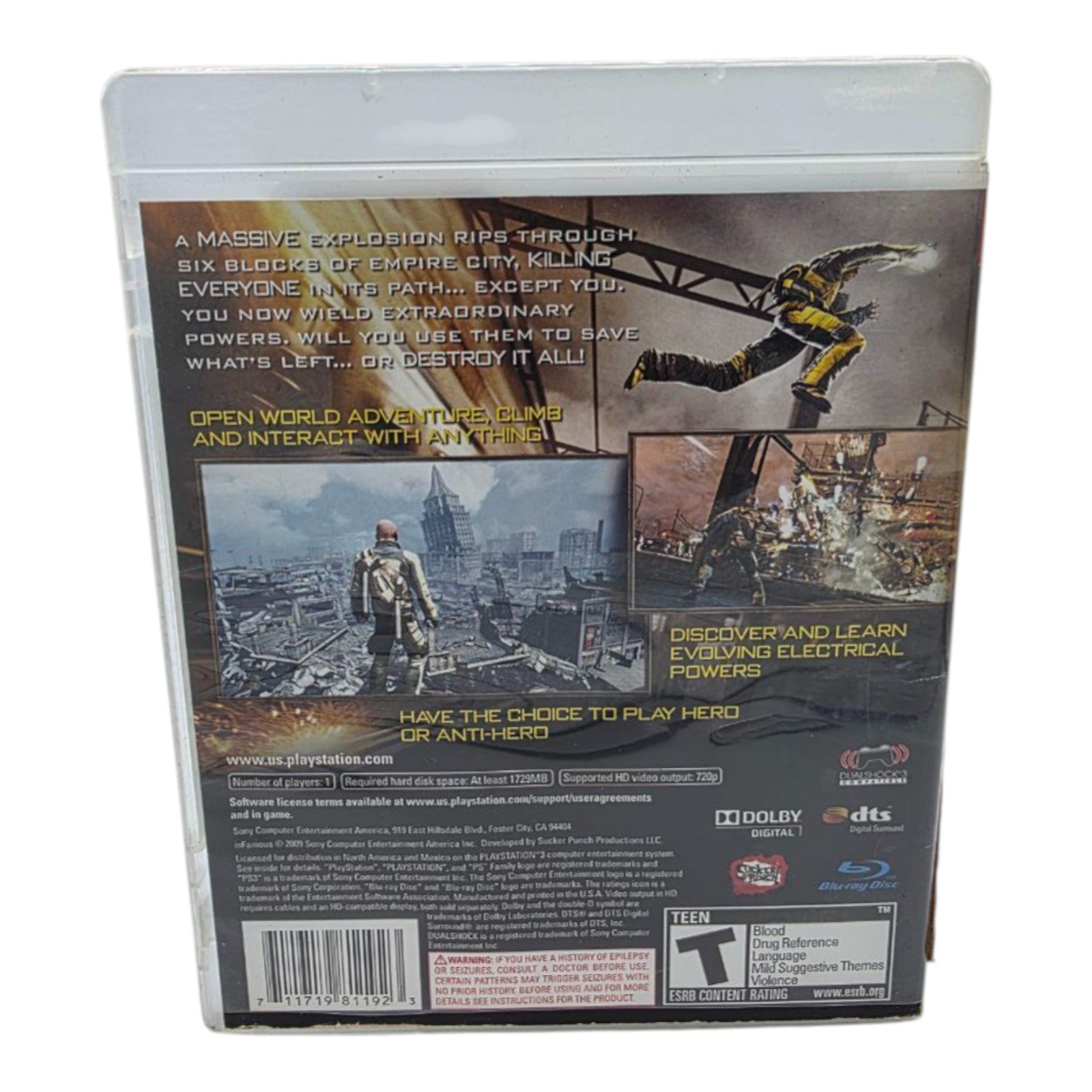 inFAMOUS Sony PlayStation 3 2009 PS3 Action Video Game Tested No Manual