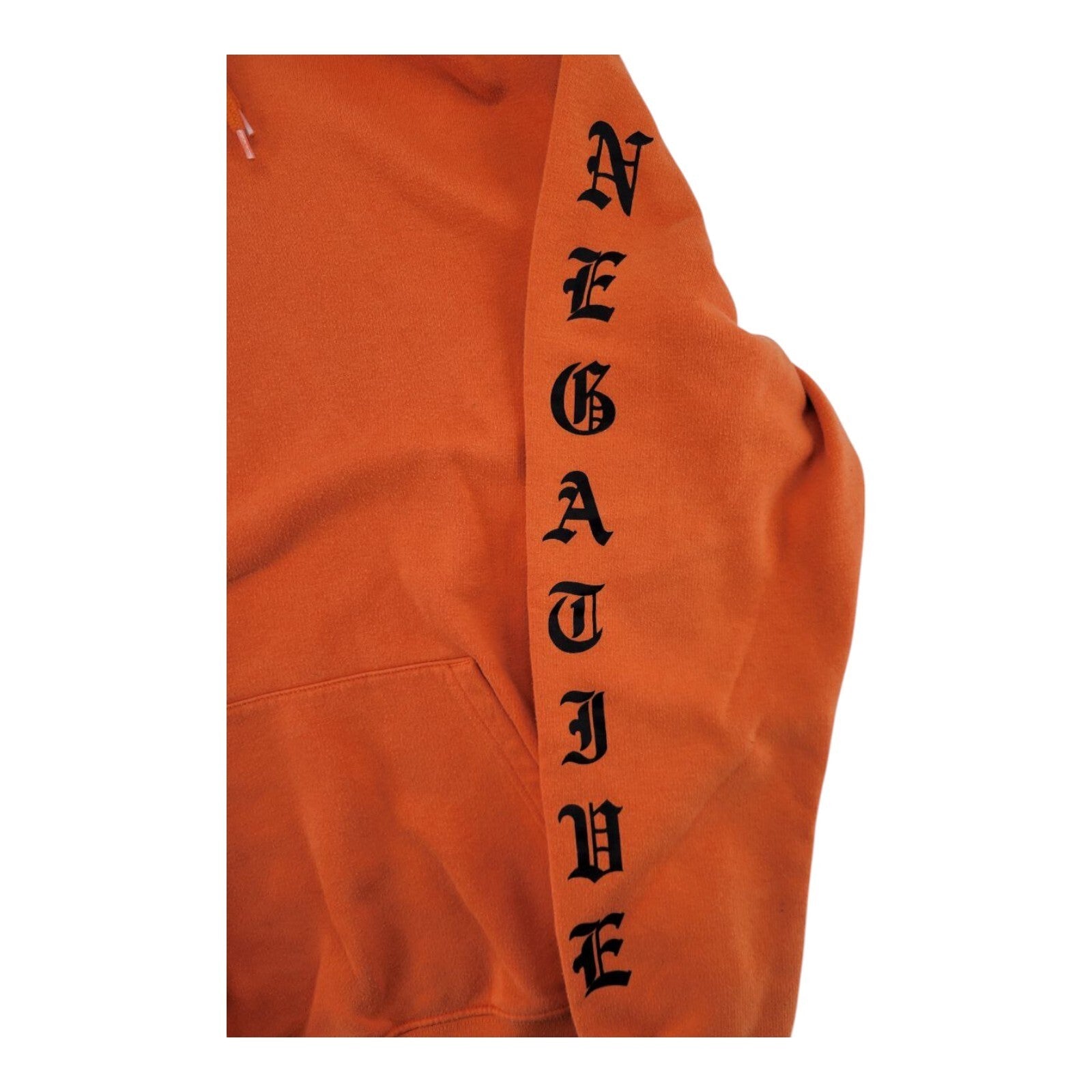 H&M Divided Orange Hoodie Positive Negative Graphic Sleeve Print Size M