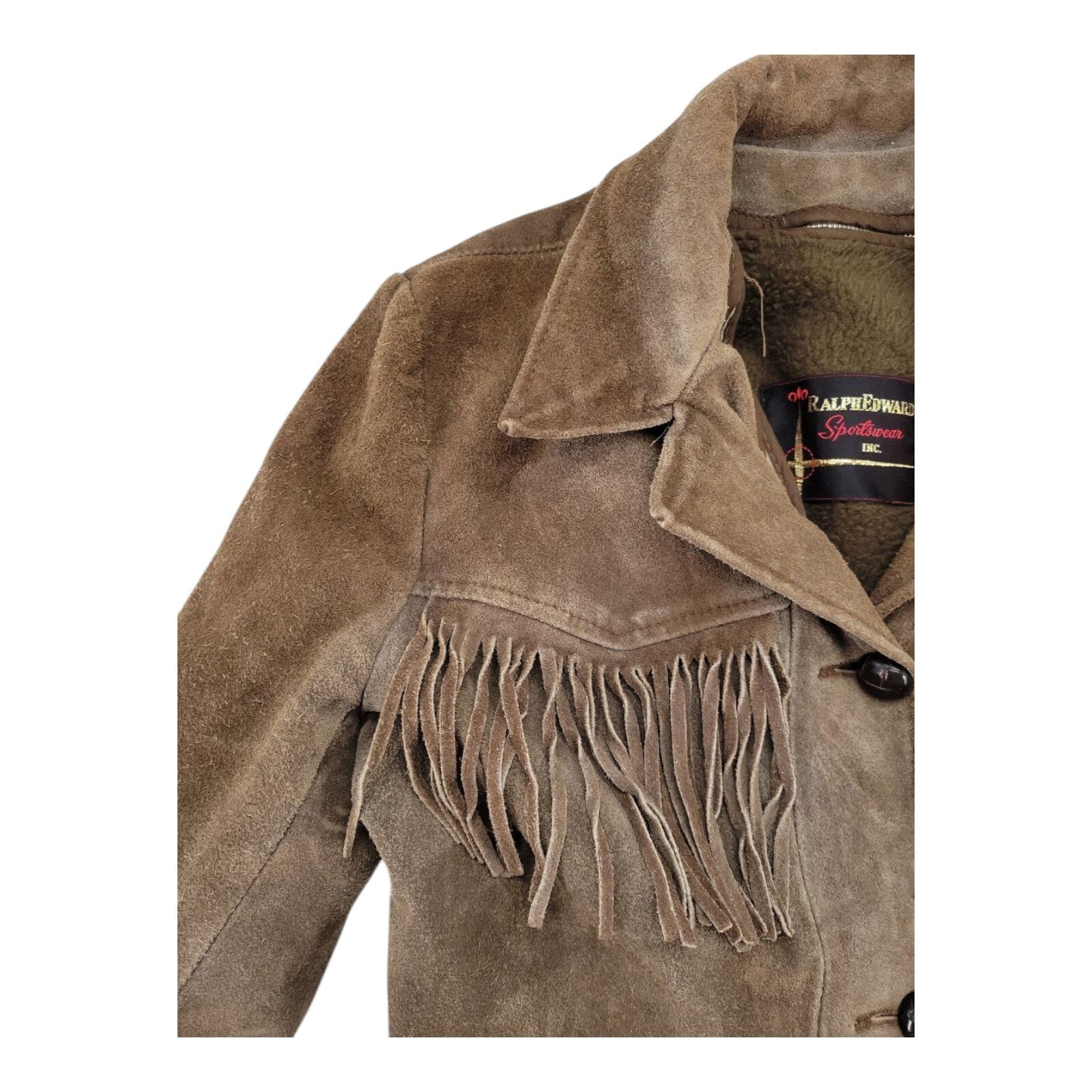 Ralph Edwards Brown Suede Fringe Jacket Western Vintage Style Size S
