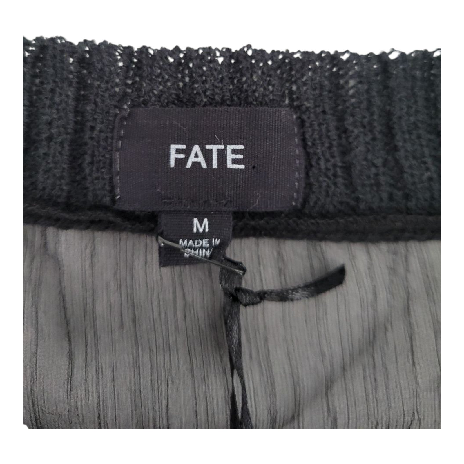 FATE Women's Sheer Black Knit Cardigan Sweater M Button Front Long Sleeve