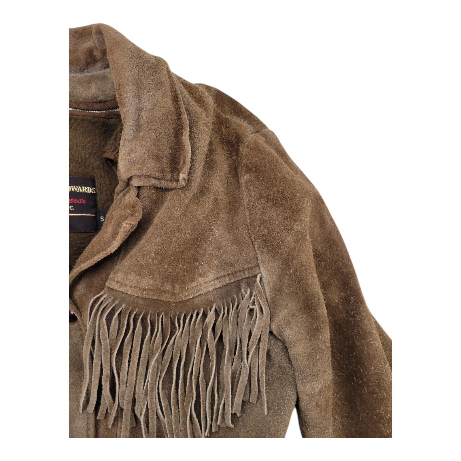 Ralph Edwards Brown Suede Fringe Jacket Western Vintage Style Size S