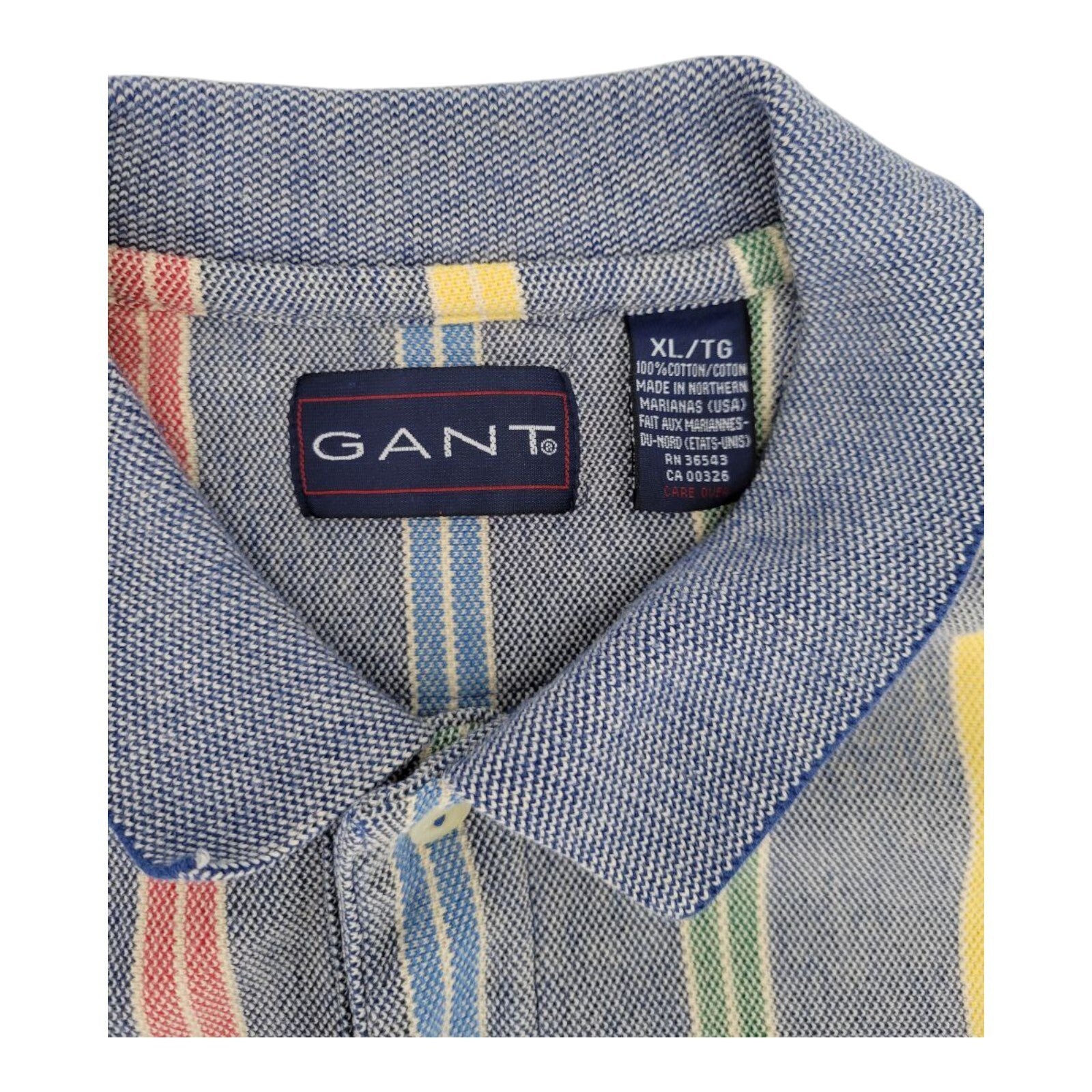 GANT Polo Shirt Mens Multicolor Vertical Stripe 100% Cotton Size XL