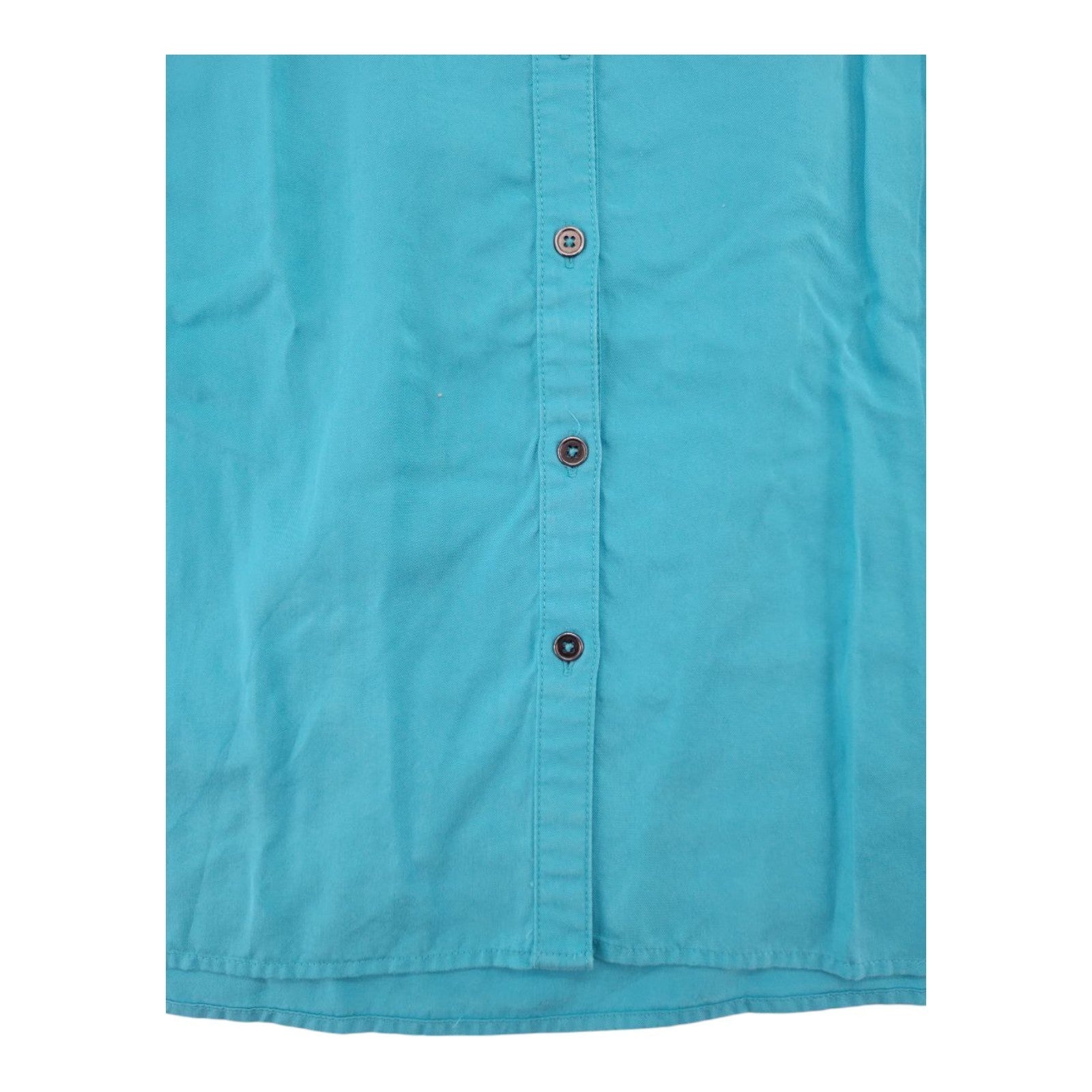 Style & Co Women's Sleeveless Button Top L Blue Ruched Side Blouse