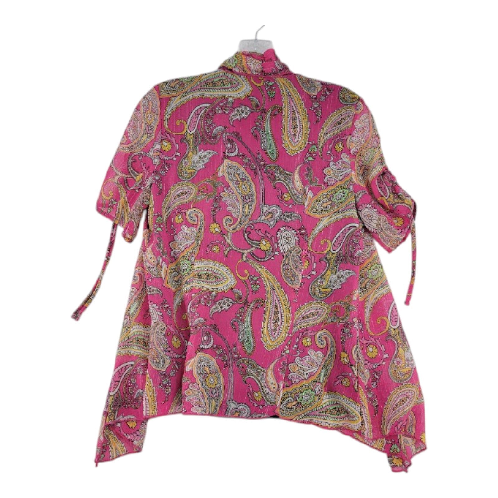 Sara Michelle Pink Paisley Sheer Layered Open Front Top Size PM