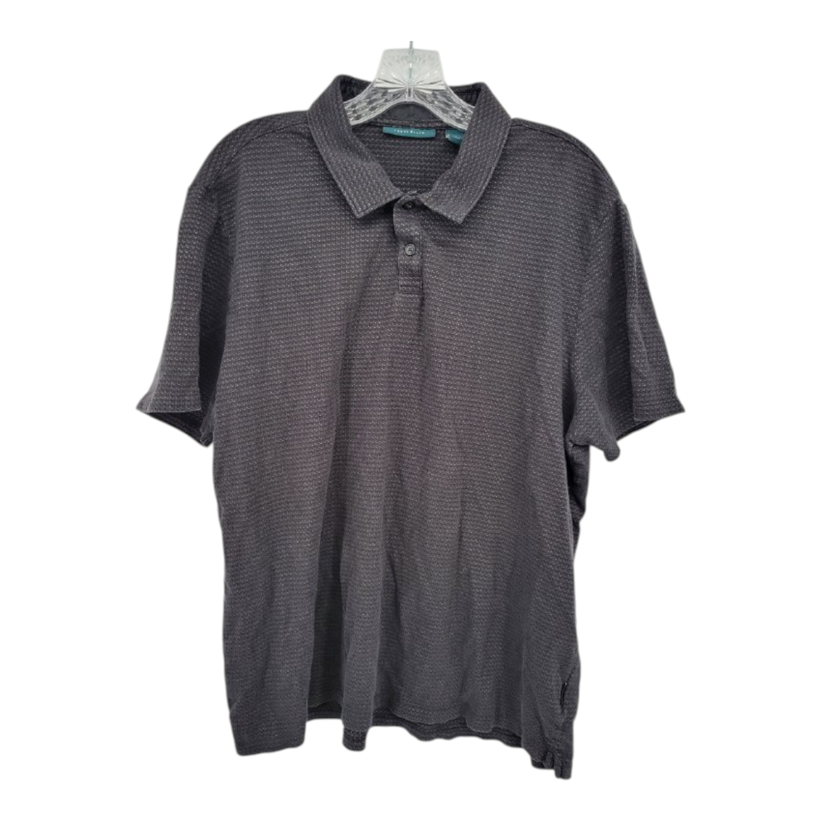 Perry Ellis Mens Gray Textured Knit Polo Shirt Short Sleeve Size XL