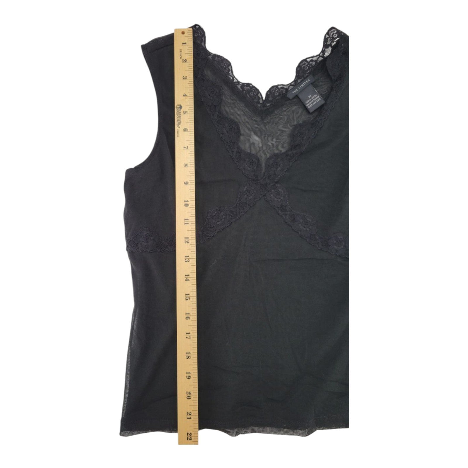 The Limited Women's Black Lace Mesh Sheer V-Neck Sleeveless Top Size M
