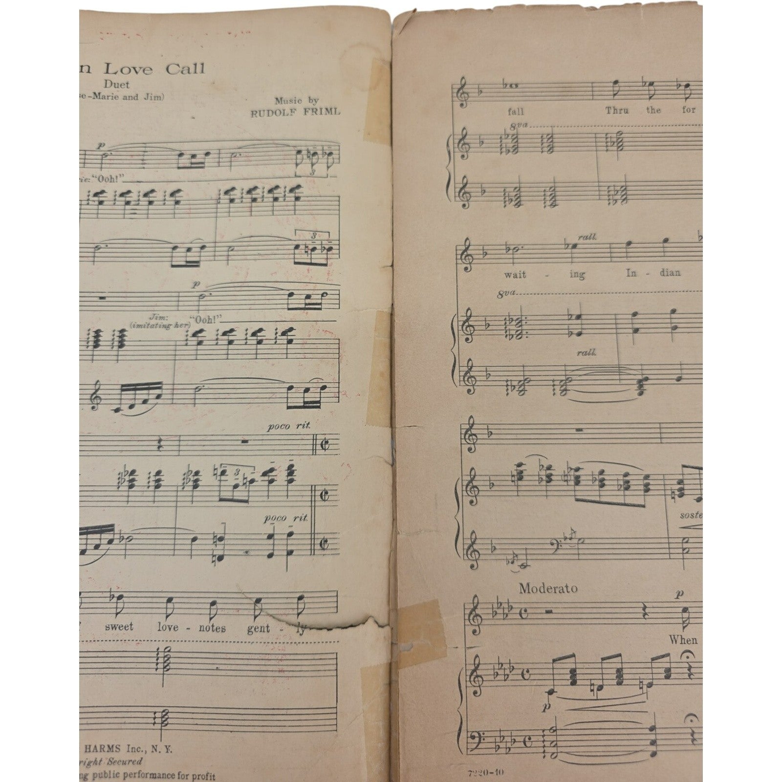 Vintage 1924 Sheet Music Indian Love Call from Rose-Marie Musical