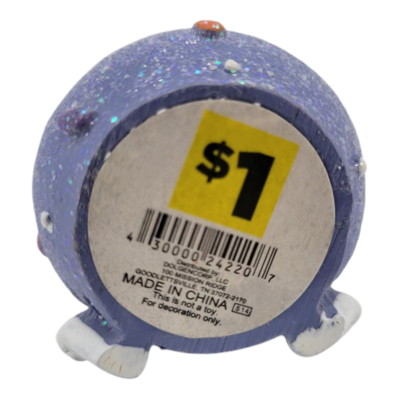 Dolgencorp Happy Easter Bunny Mini Snow Globe Purple Glitter Egg Decoration